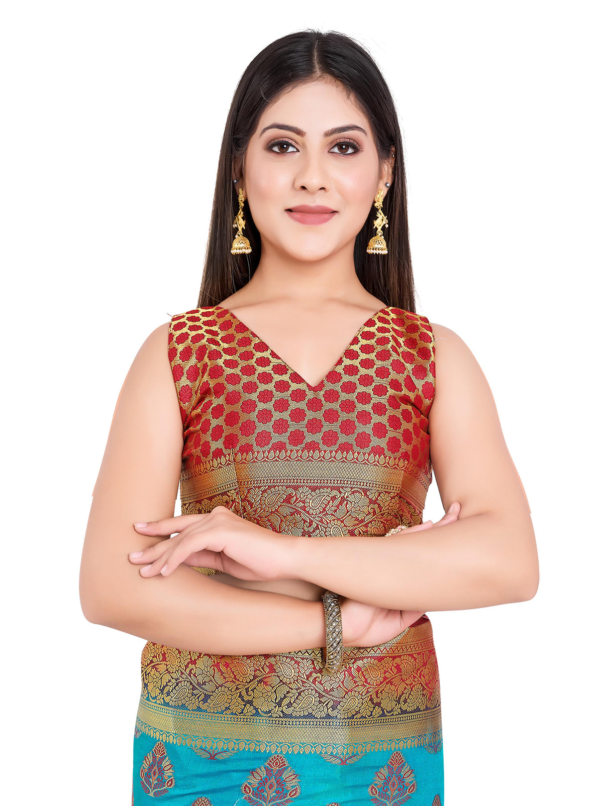 Mimosa Womens Art Silk Saree Kanjivaram Saffire Color