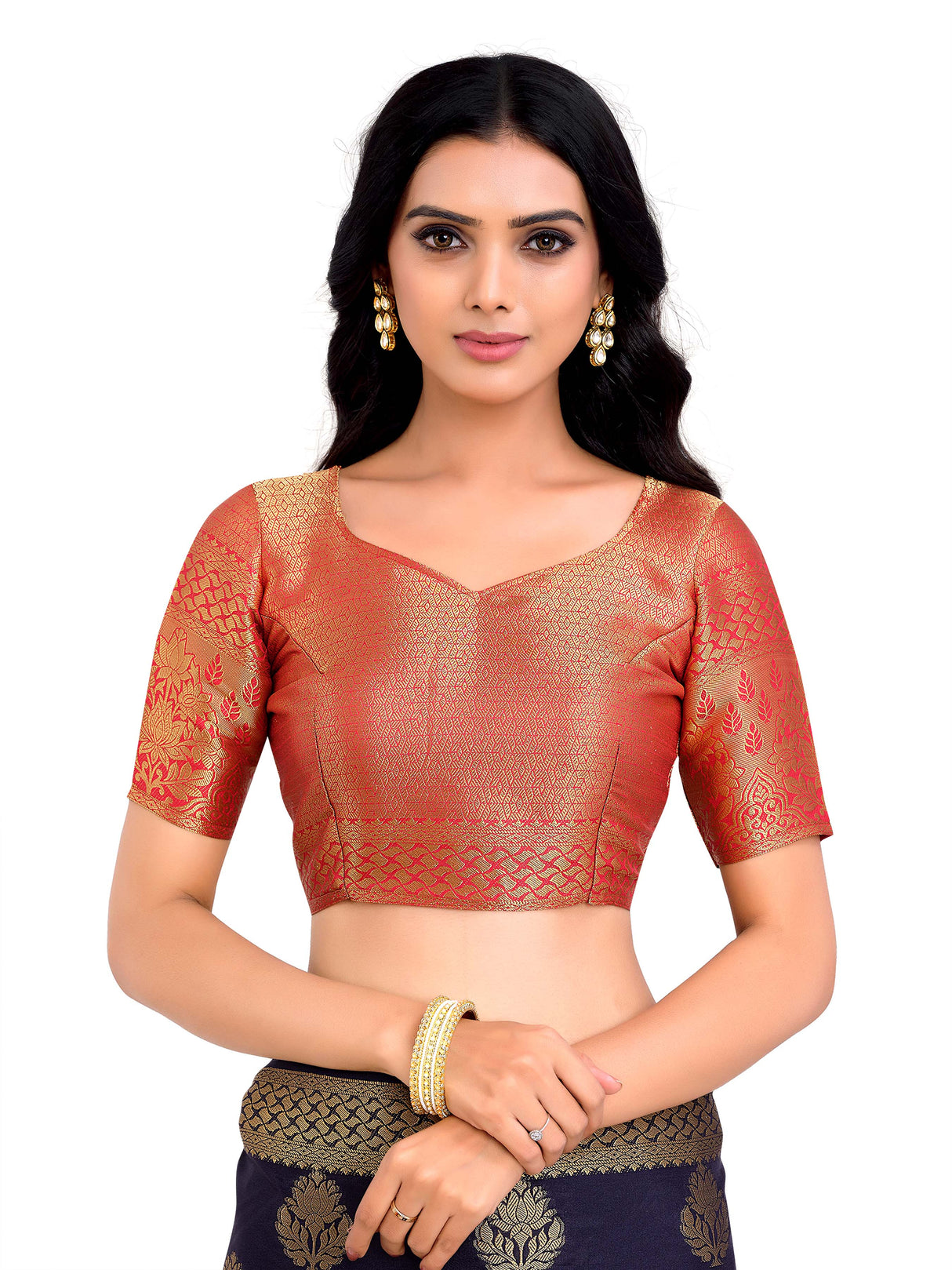 Mimosa Womens Art Silk Saree Kanjivaram Navy Blue Color