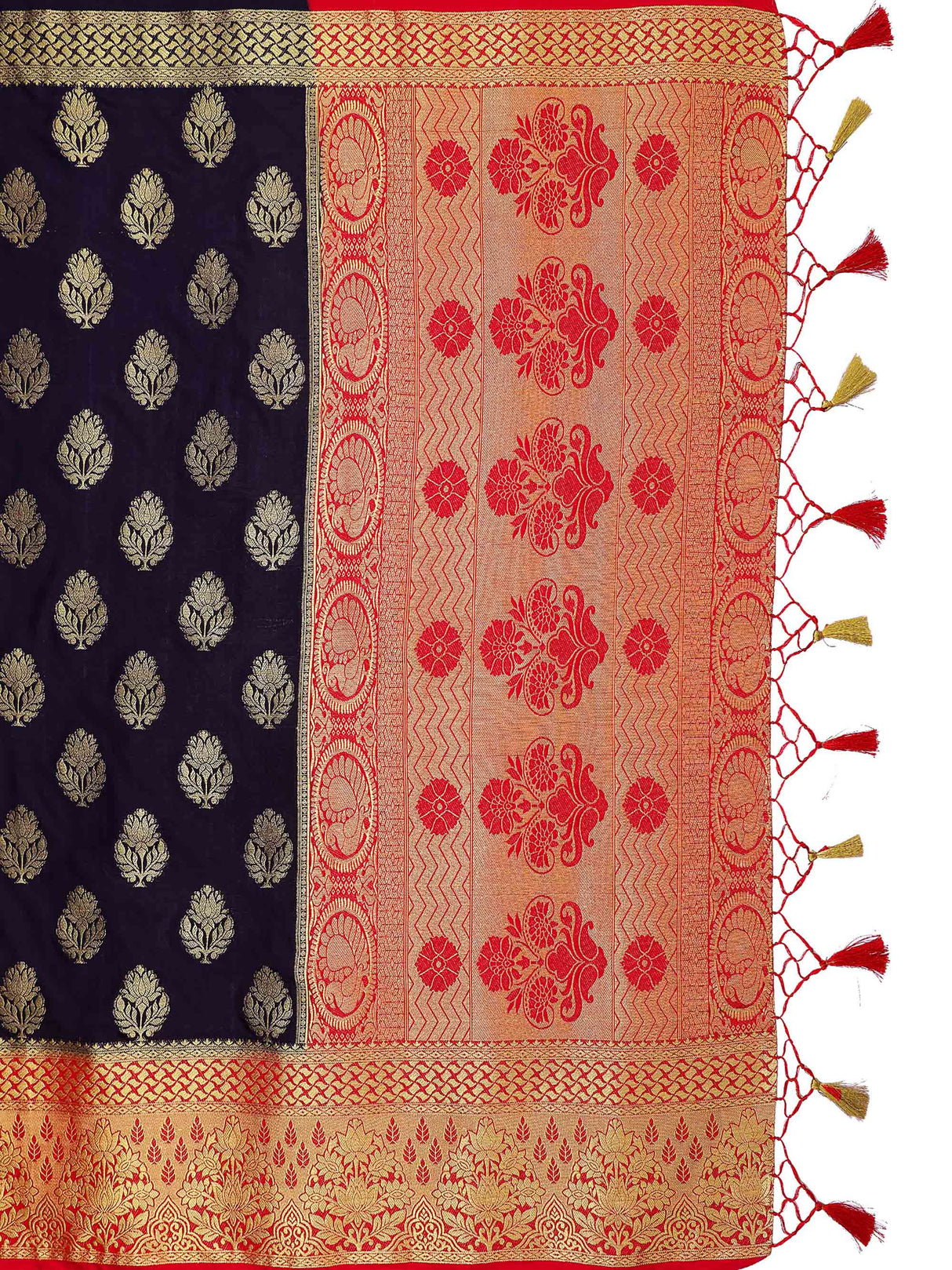 Mimosa Womens Art Silk Saree Kanjivaram Navy Blue Color