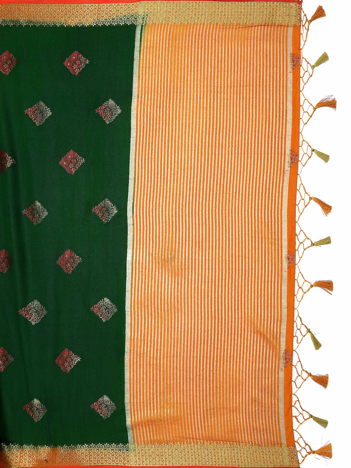 Mimosa Womens Art Silk Saree Kanjivaram style BGreen Color