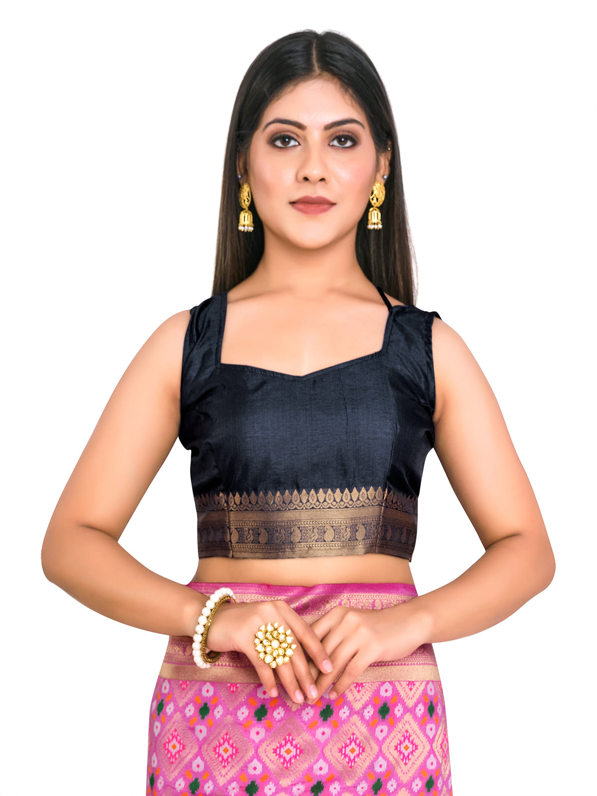 Mimosa Womens Art Silk Saree Patola Pink Color