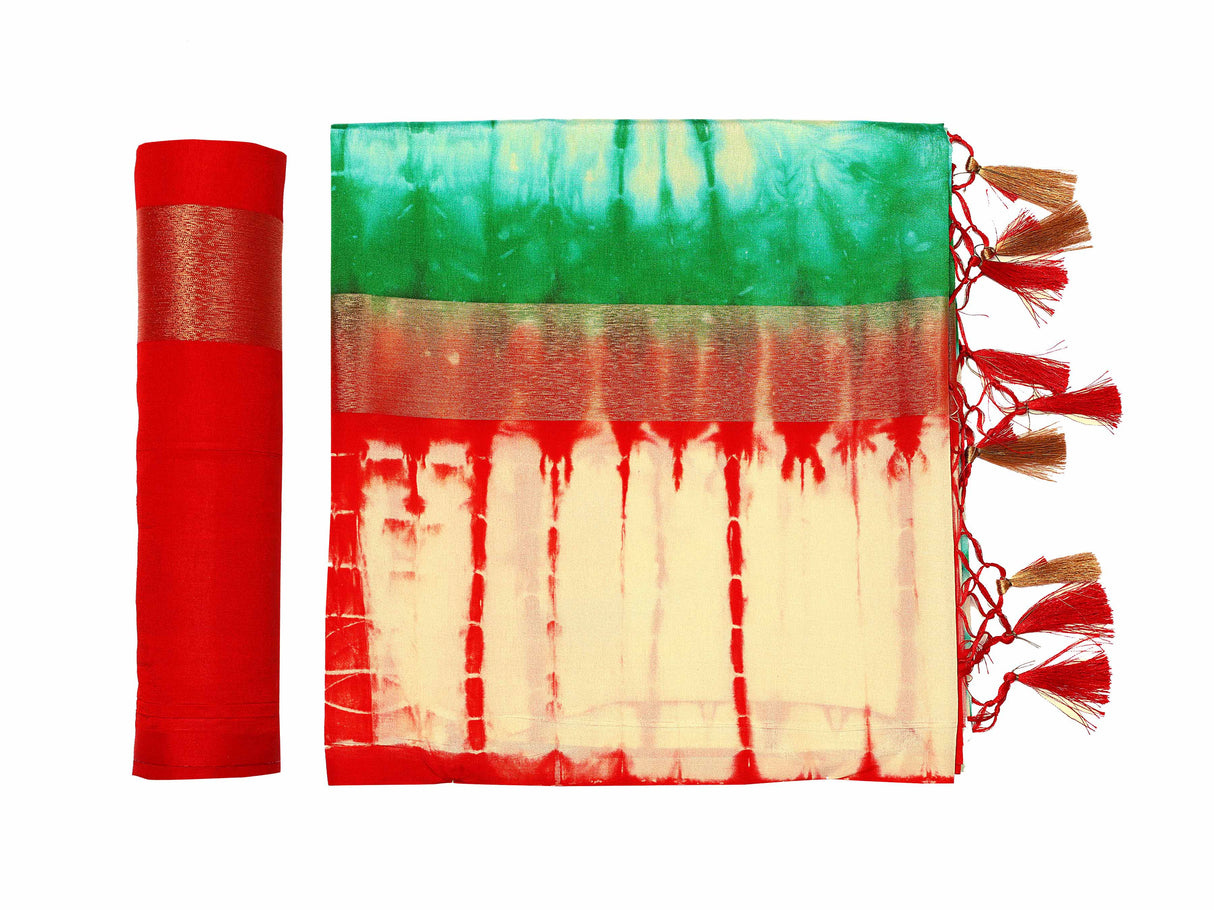 Mimosa Womens Art Silk Saree Banarasi Green Color