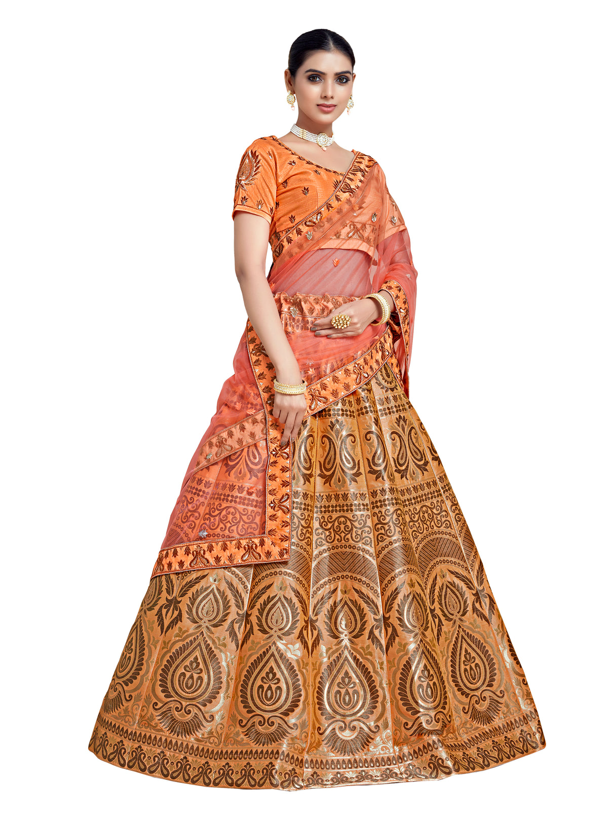 MIMOSA Women's Art Silk Semi-Stitched Lehenga with Unstitched Blouse and Dupatta