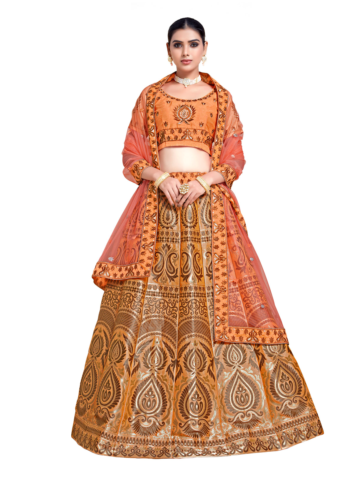 MIMOSA Women's Art Silk Semi-Stitched Lehenga with Unstitched Blouse and Dupatta