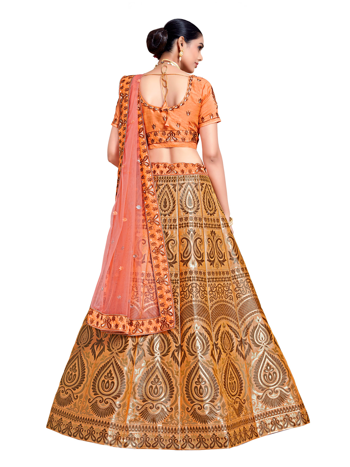 MIMOSA Women's Art Silk Semi-Stitched Lehenga with Unstitched Blouse and Dupatta