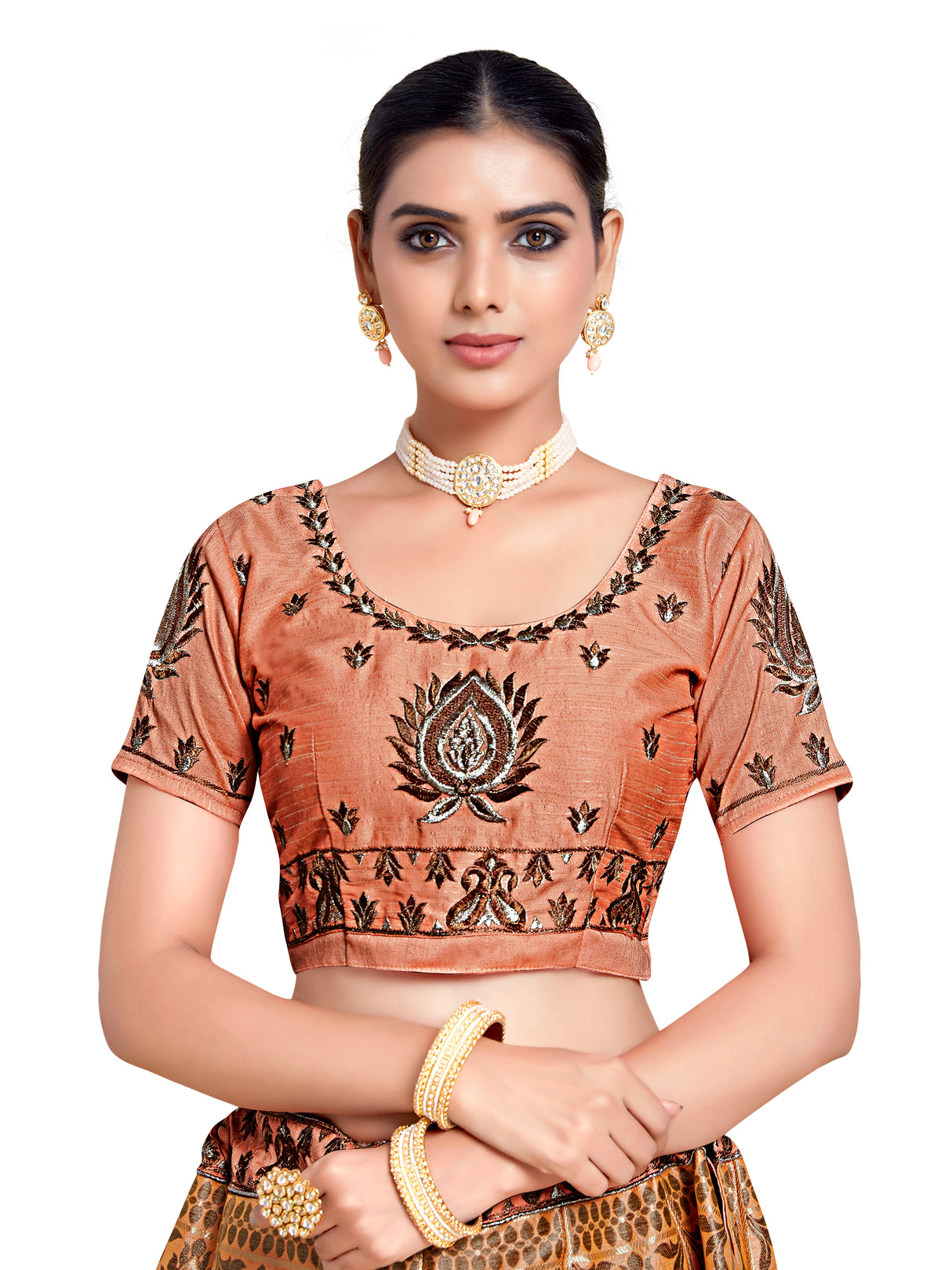 MIMOSA Women's Art Silk Semi-Stitched Lehenga with Unstitched Blouse and Dupatta