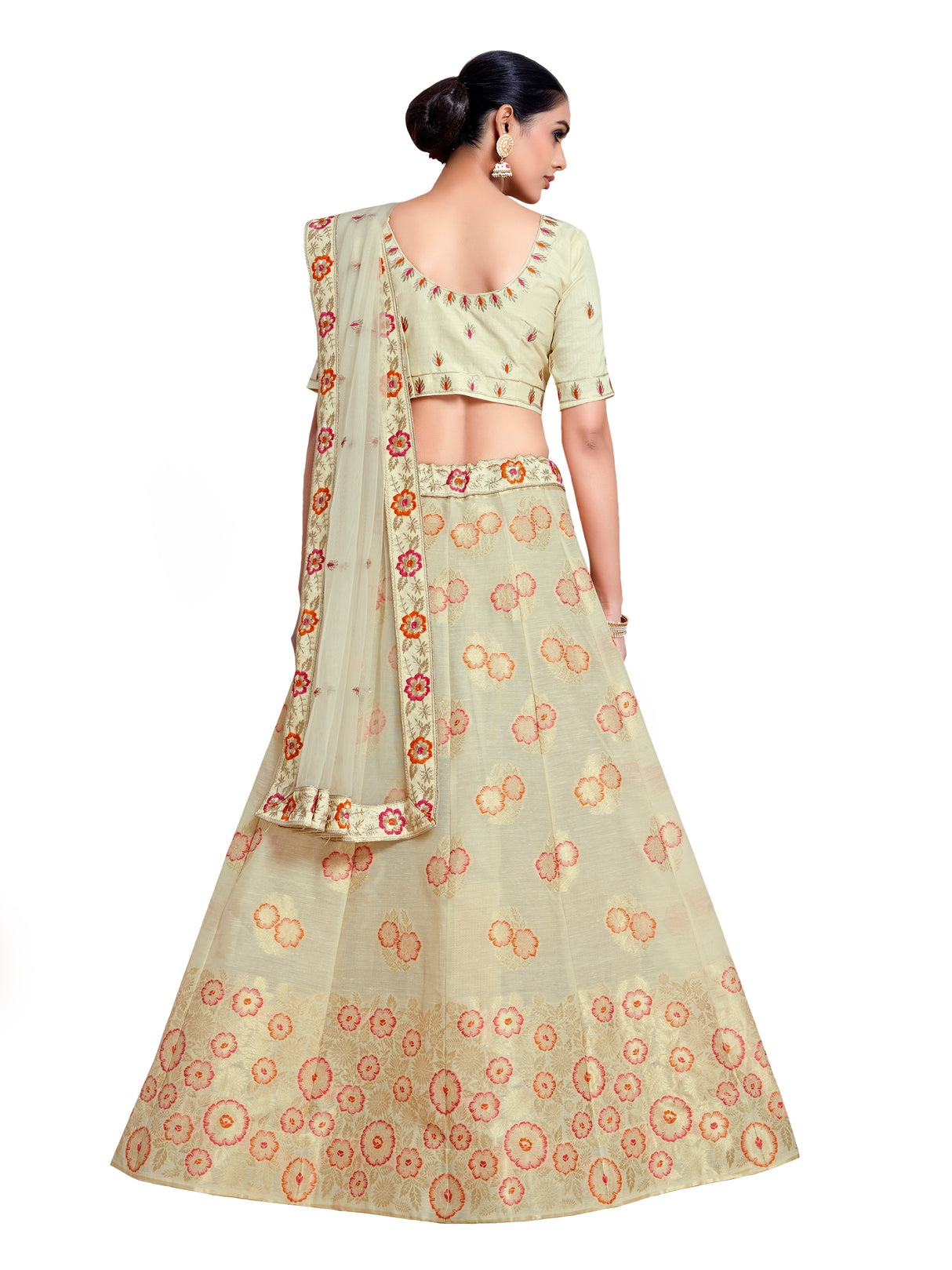 MIMOSA Women's Art Silk Semi-Stitched Lehenga with Unstitched Blouse and Dupatta