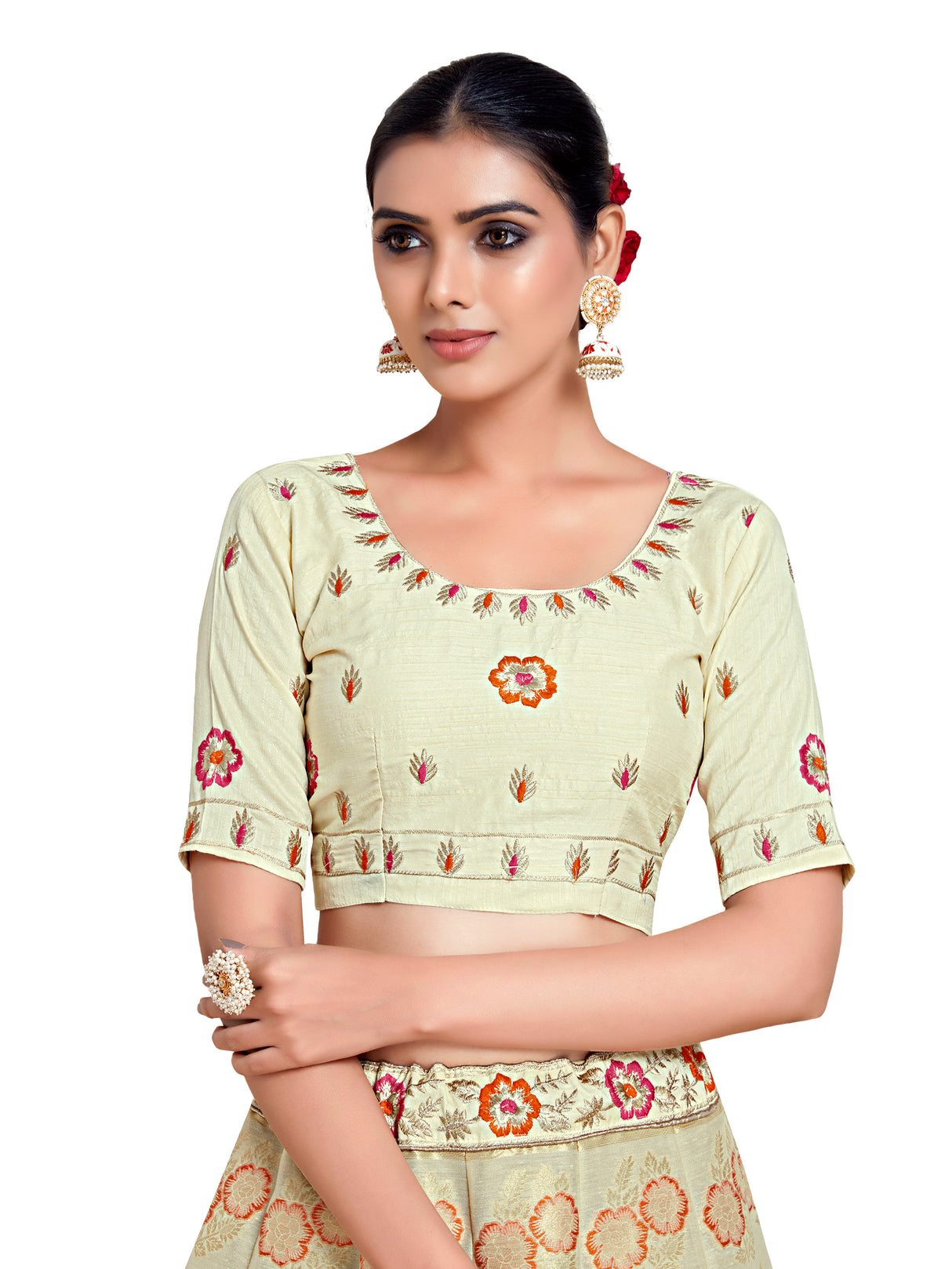 MIMOSA Women's Art Silk Semi-Stitched Lehenga with Unstitched Blouse and Dupatta