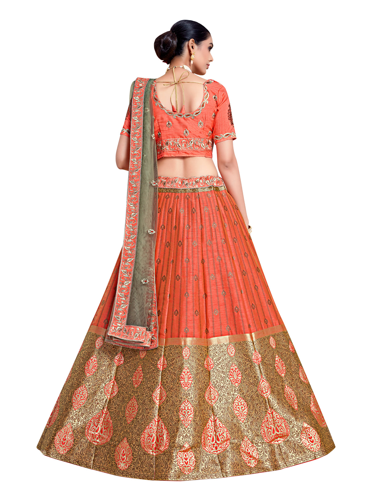 MIMOSA Women's Art Silk Semi-Stitched Lehenga with Unstitched Blouse and Dupatta