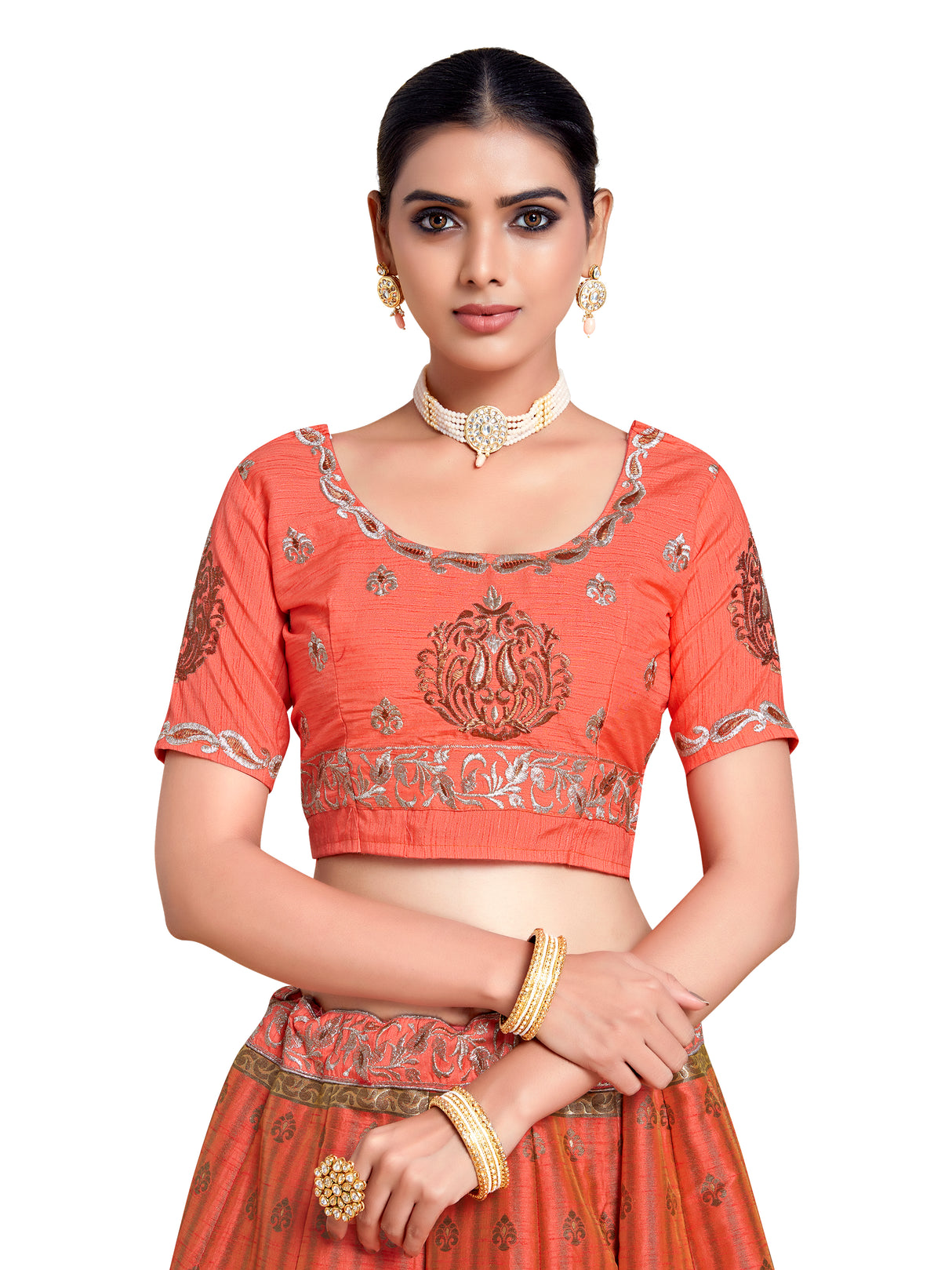 MIMOSA Women's Art Silk Semi-Stitched Lehenga with Unstitched Blouse and Dupatta