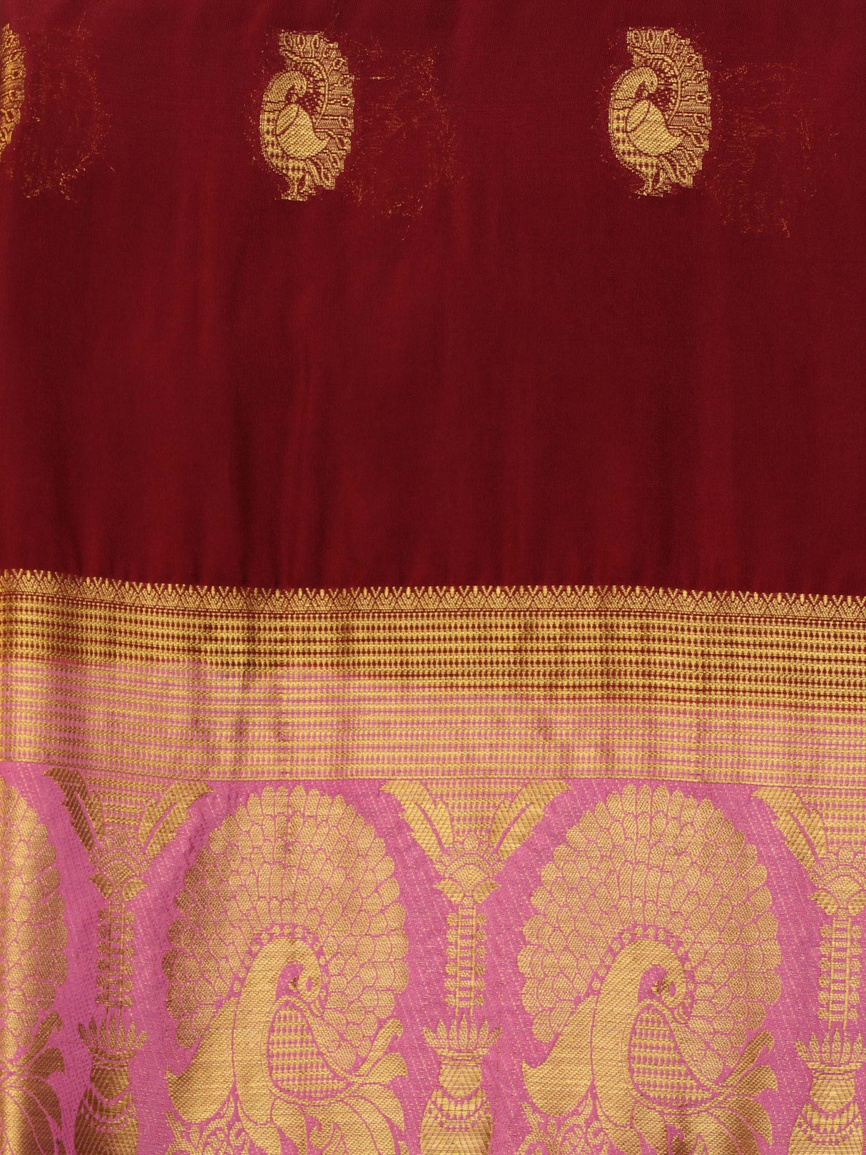 Mimosa Womens Crepe Saree Mysore Silk style Maroon Color
