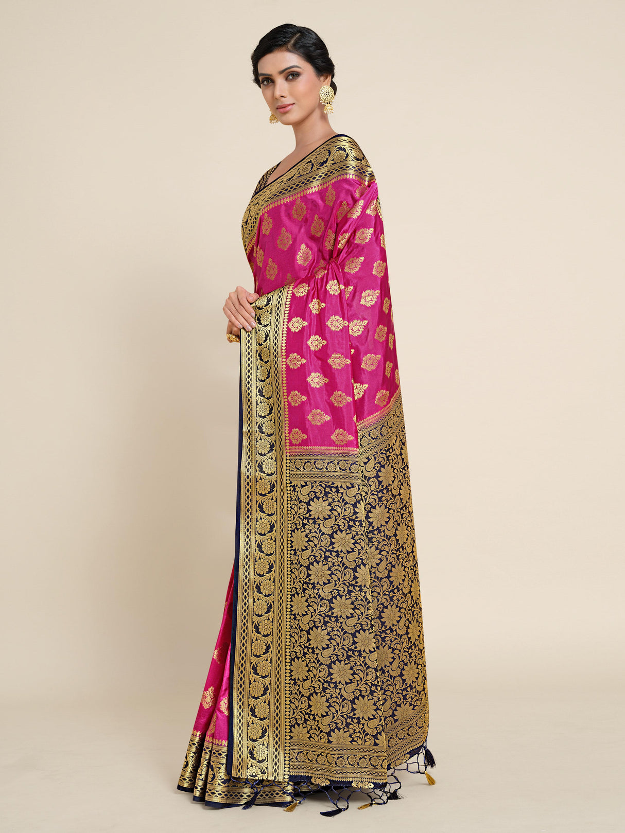 Mimosa Womens Art Silk Saree Kanjivaram Rani Color