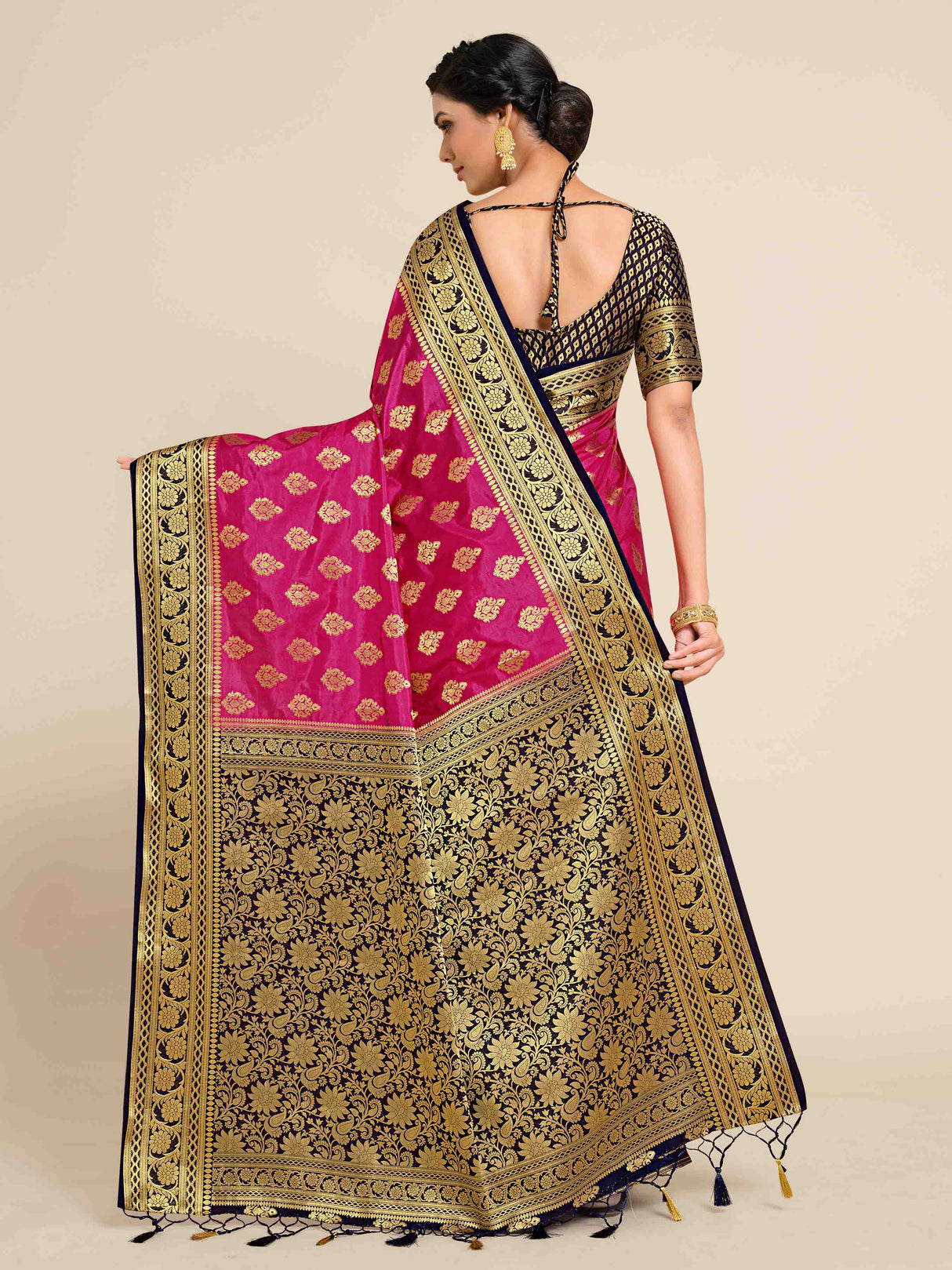 Mimosa Womens Art Silk Saree Kanjivaram Rani Color