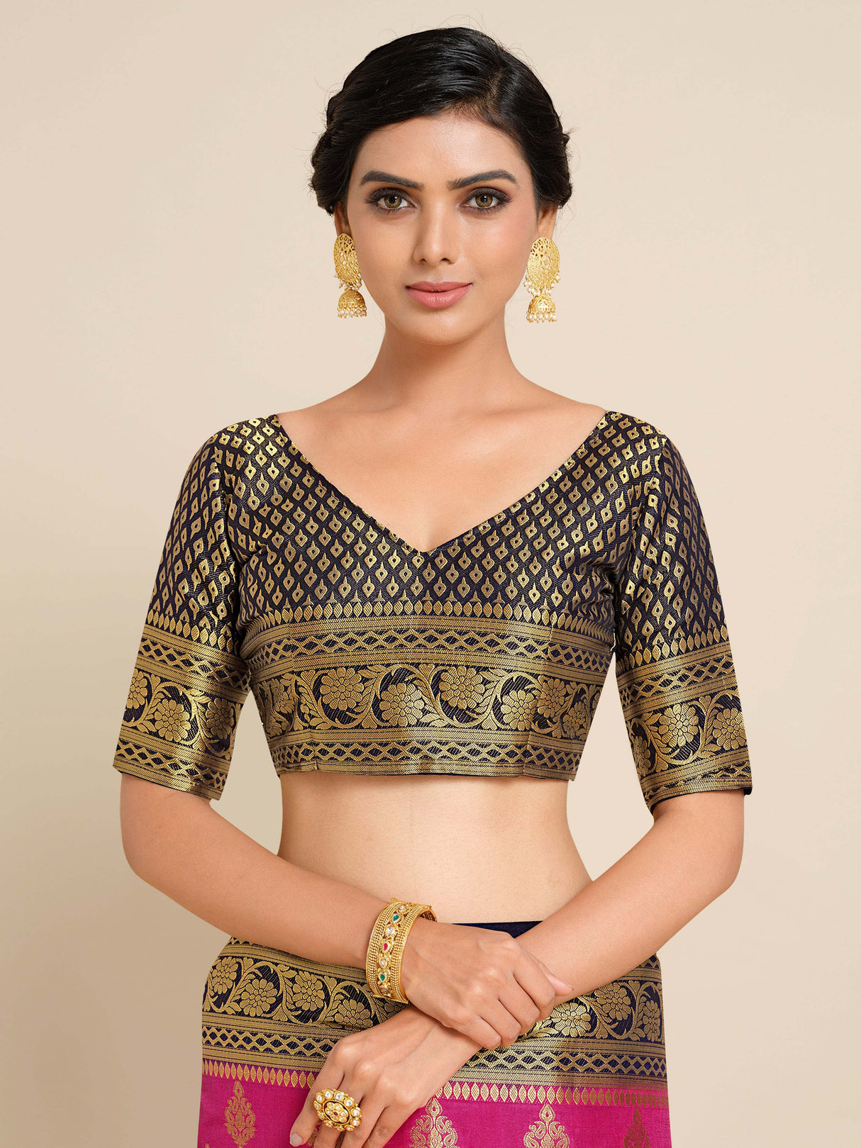 Mimosa Womens Art Silk Saree Kanjivaram Rani Color