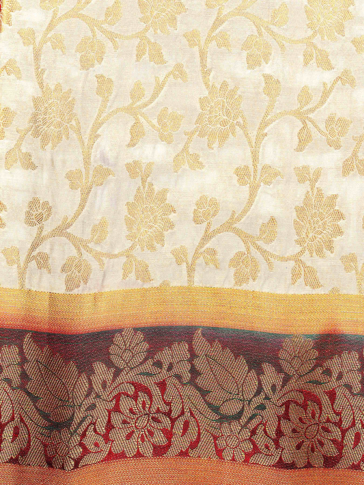 Mimosa Womens Art Silk Saree Kanjivaram Halfwhite Color