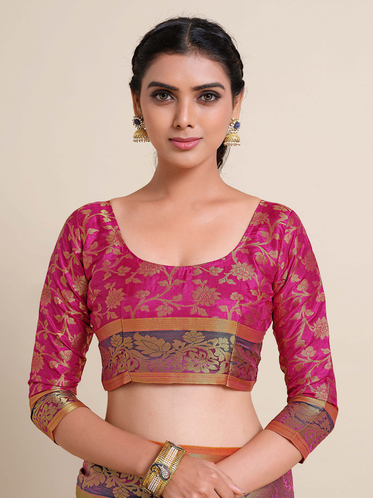 Mimosa Womens Art Silk Saree Kanjivaram Navy Blue Color