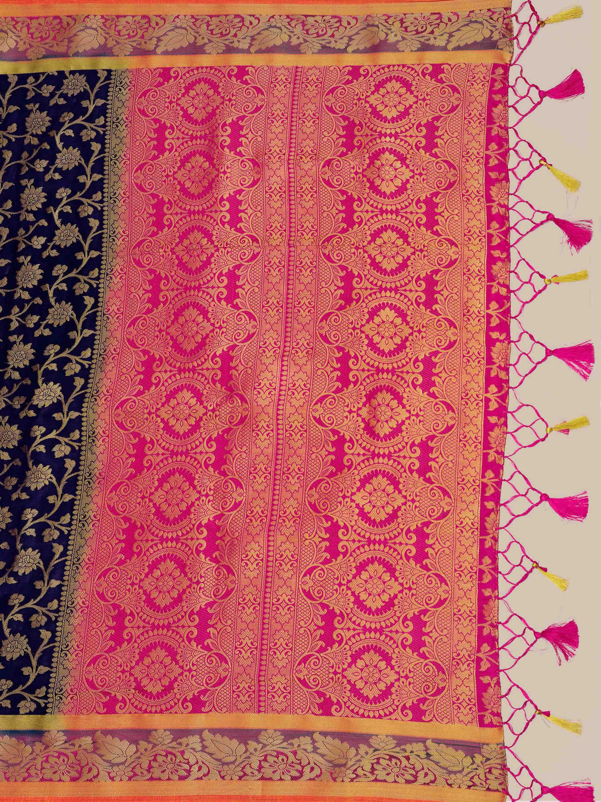 Mimosa Womens Art Silk Saree Kanjivaram Navy Blue Color