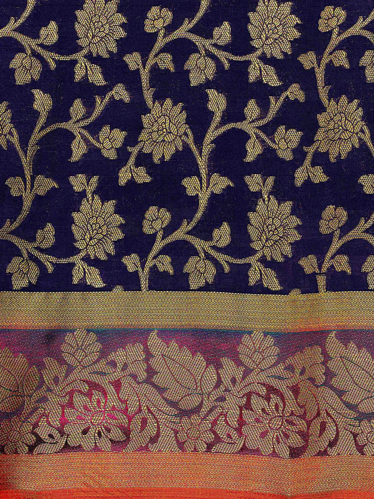 Mimosa Womens Art Silk Saree Kanjivaram Navy Blue Color