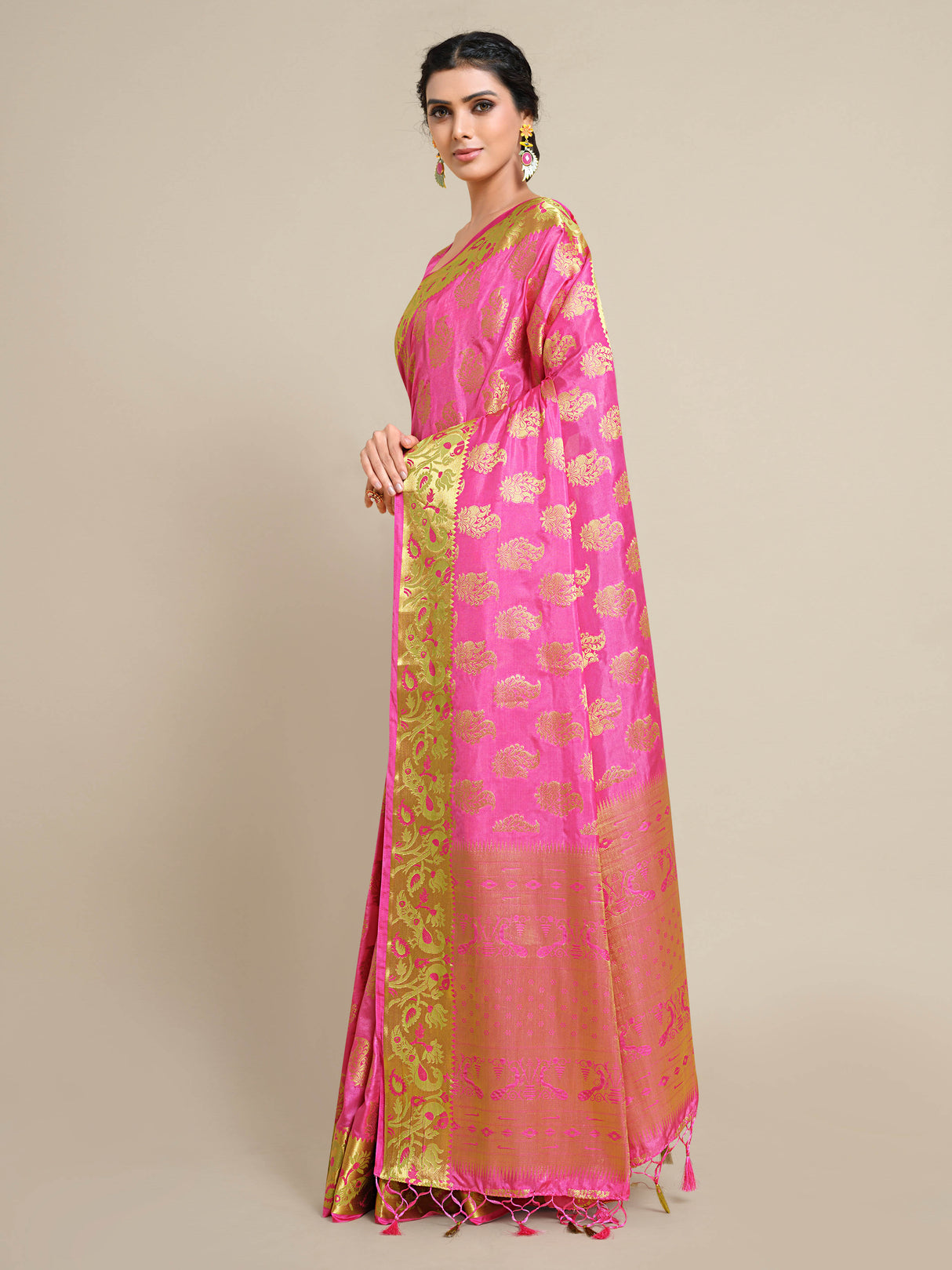 Mimosa Womens Art Silk Saree Kanjivaram Gajjari Color