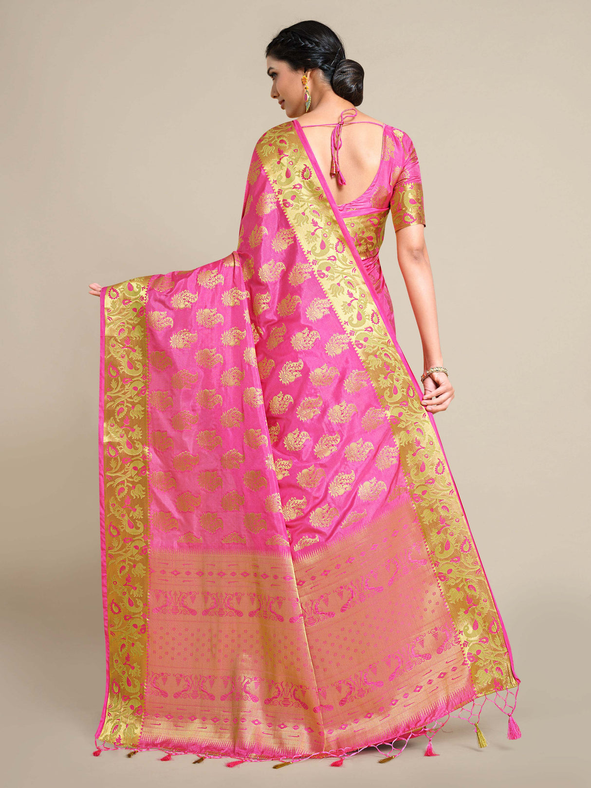 Mimosa Womens Art Silk Saree Kanjivaram Gajjari Color