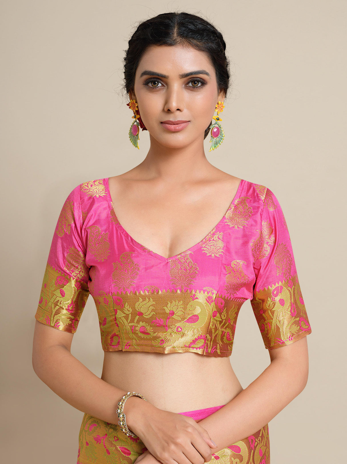 Mimosa Womens Art Silk Saree Kanjivaram Gajjari Color