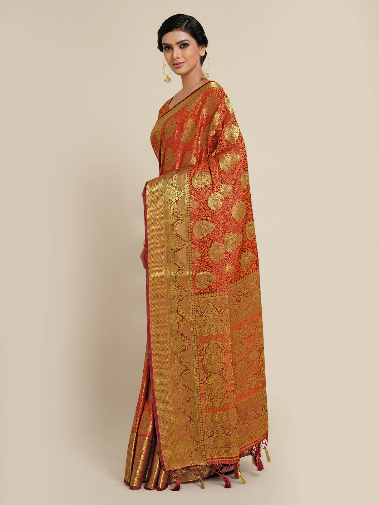 Mimosa Womens Art Silk Saree Kanjivaram Maroon Color