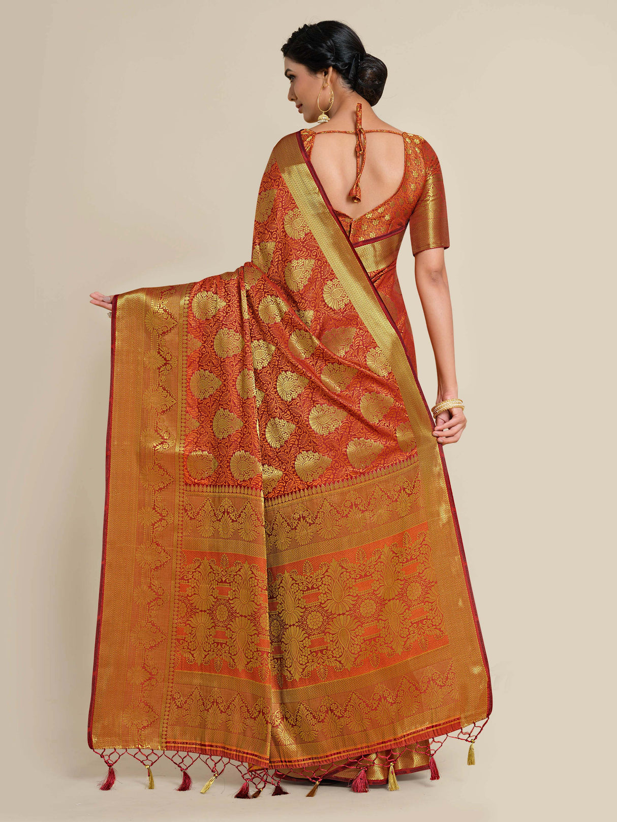 Mimosa Womens Art Silk Saree Kanjivaram Maroon Color