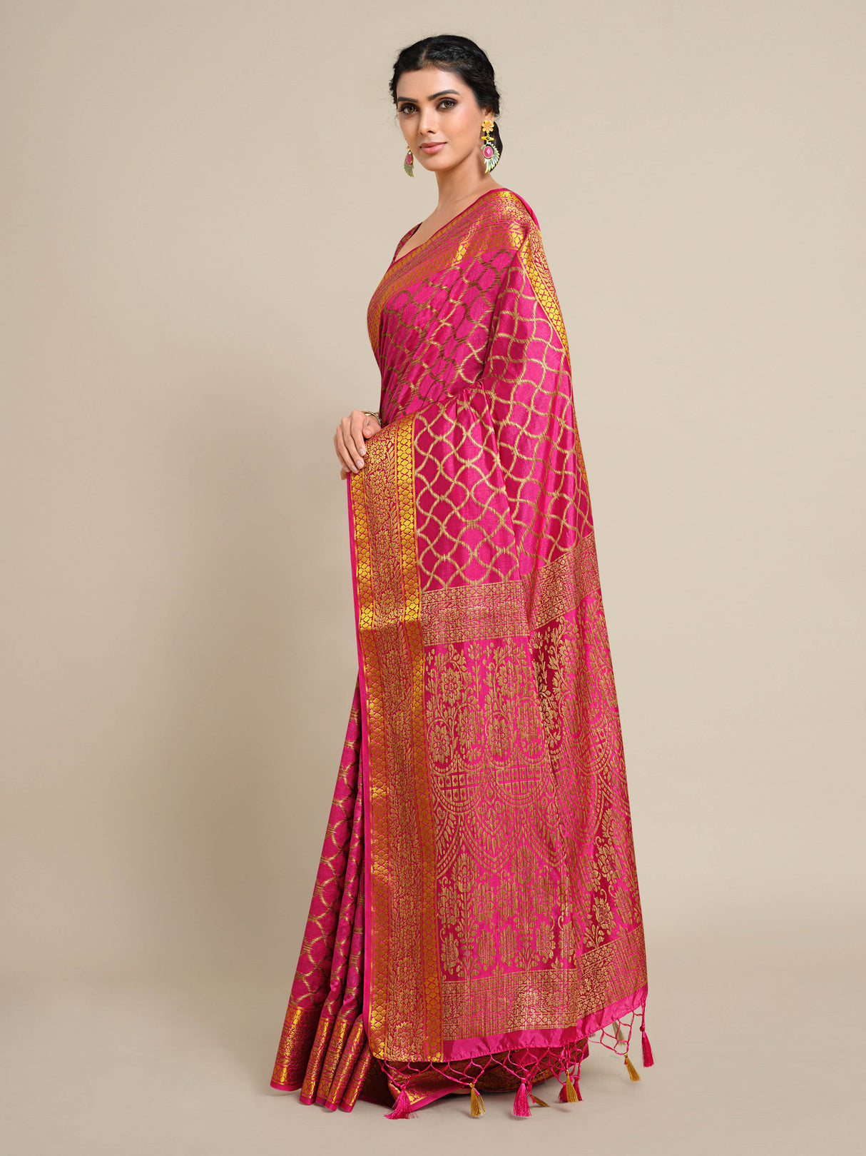 Mimosa Womens Art Silk Saree Kanjivaram Gajjari Color