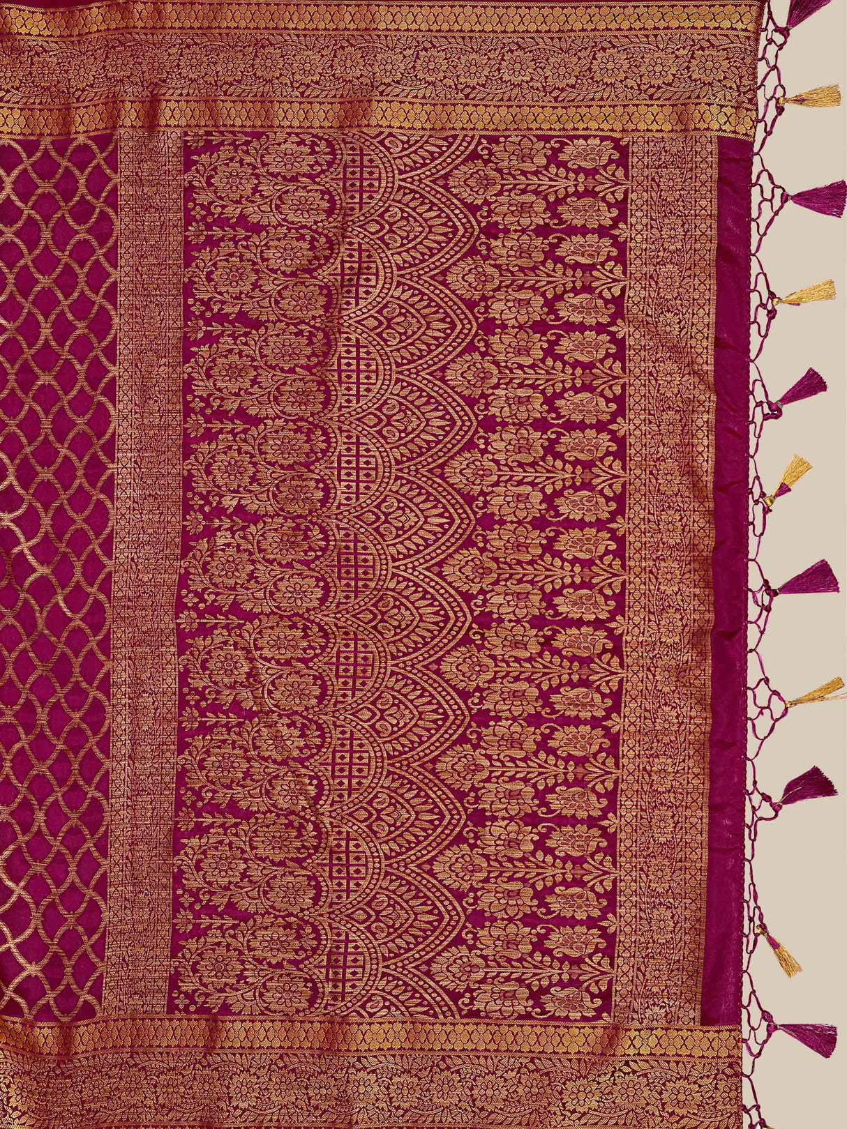 Mimosa Womens Art Silk Saree Kanjivaram Mejanta Color