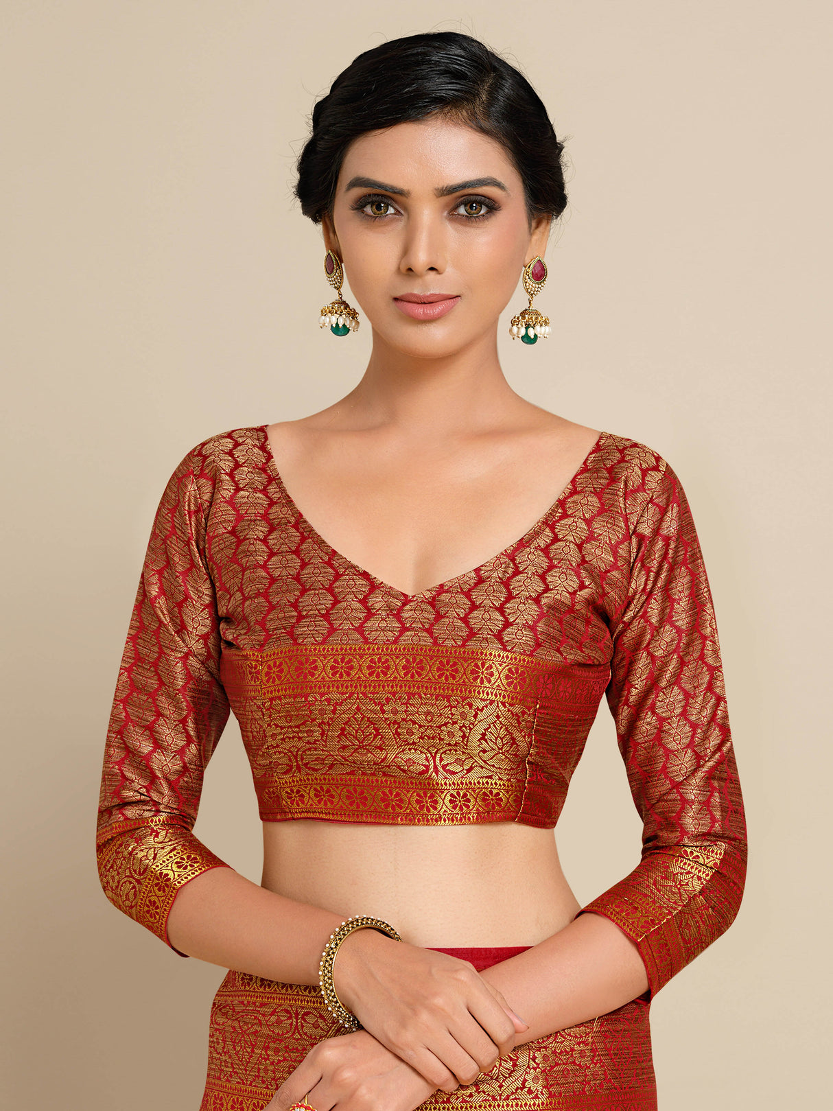 Mimosa Womens Art Silk Saree Kanjivaram Red Color