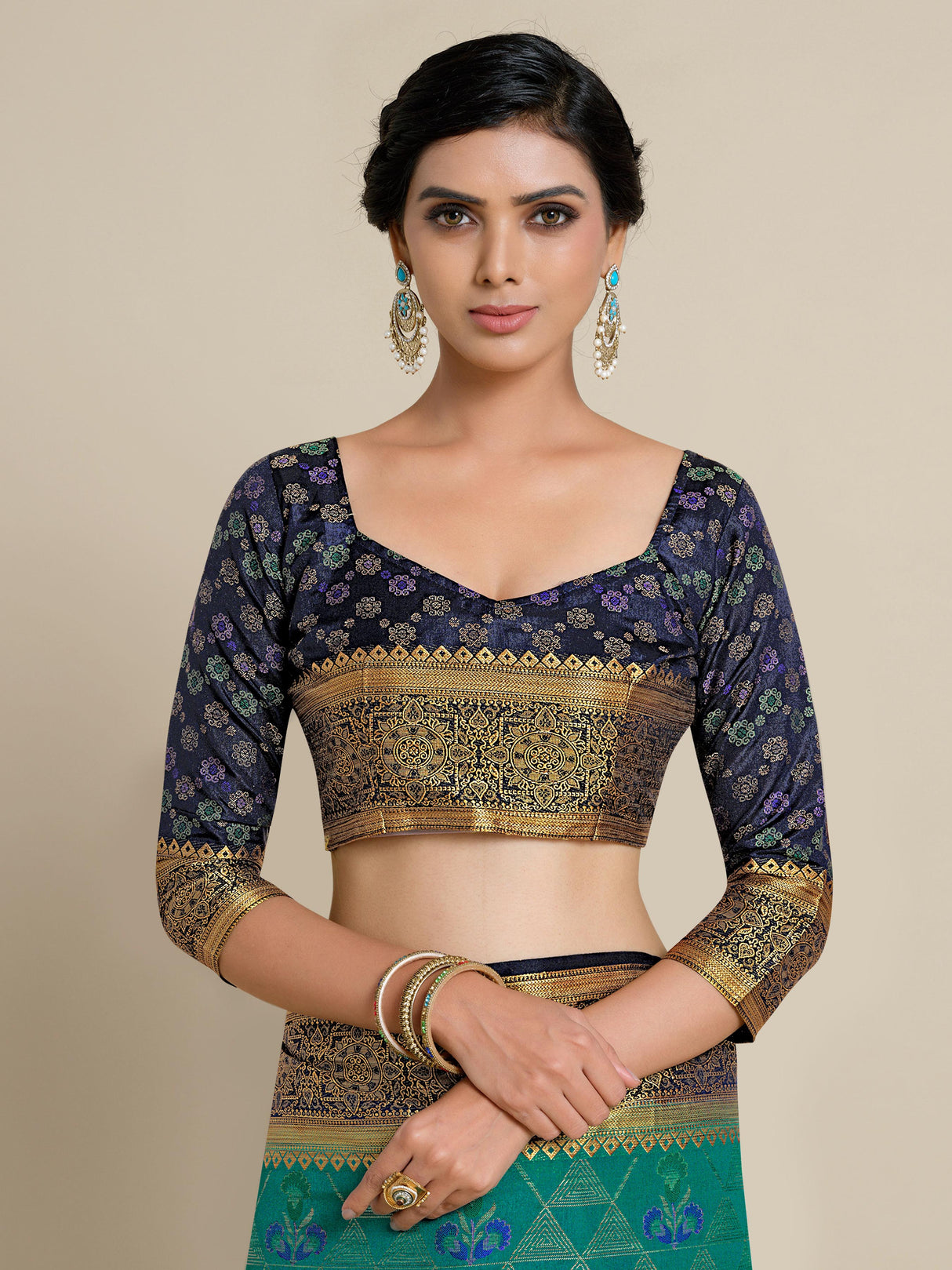 Mimosa Womens Art Silk Saree Kanjivaram style Rama Color