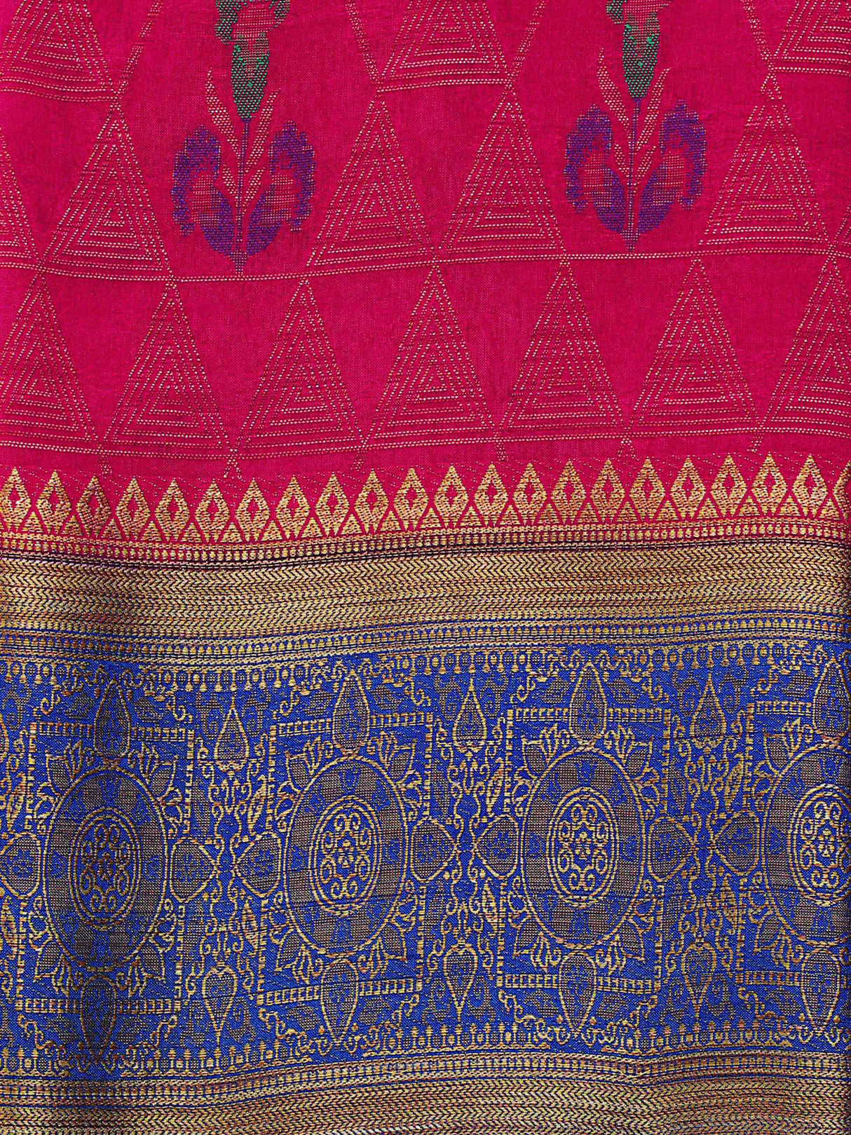 Mimosa Womens Art Silk Saree Kanjivaram style Rani Color