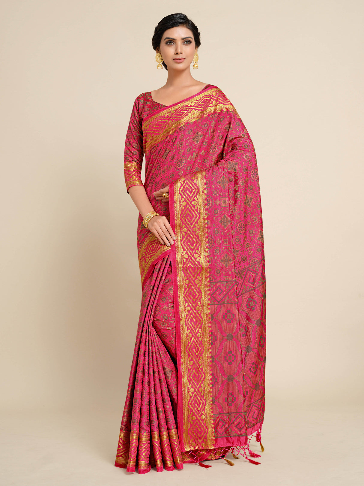 Mimosa Womens Art Silk Saree Kanjivaram Gajjari Color