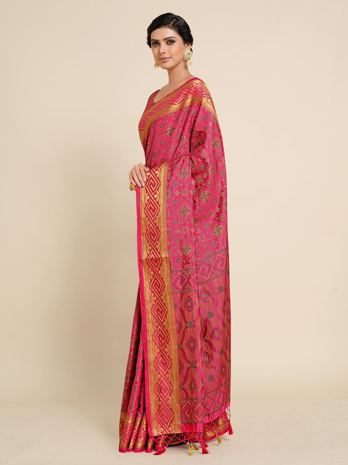 Mimosa Womens Art Silk Saree Kanjivaram Gajjari Color