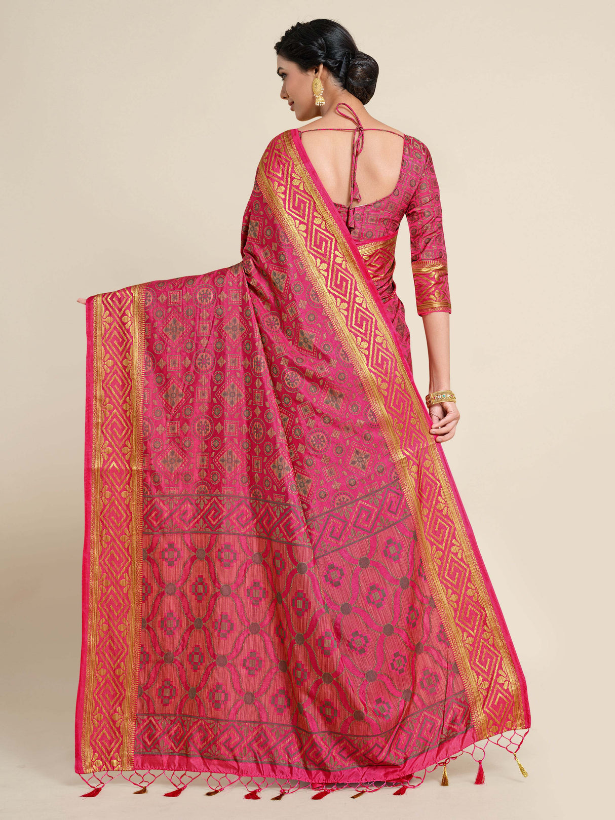 Mimosa Womens Art Silk Saree Kanjivaram Gajjari Color