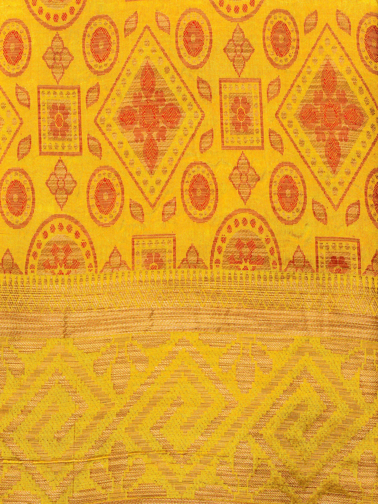 Mimosa Womens Art Silk Saree Kanjivaram Yellow Color