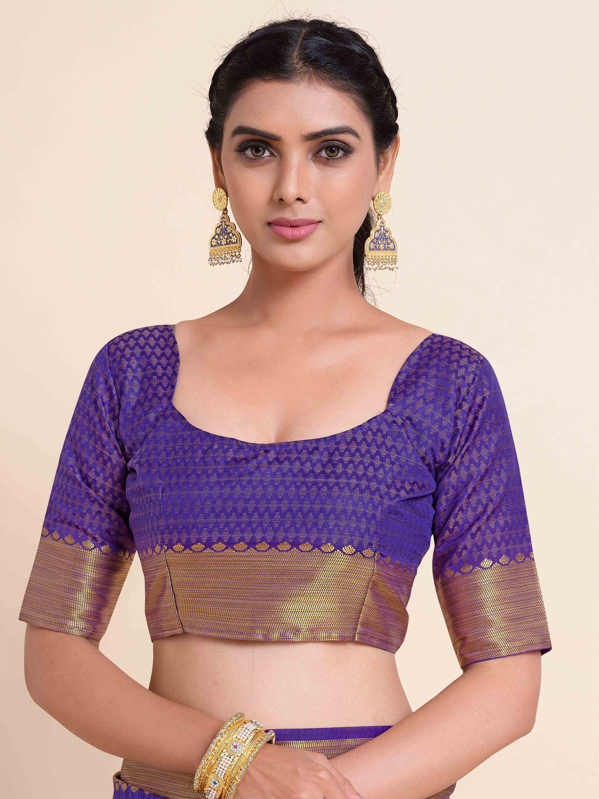 Mimosa Womens Art Silk Saree Kanjivaram style Purple Color