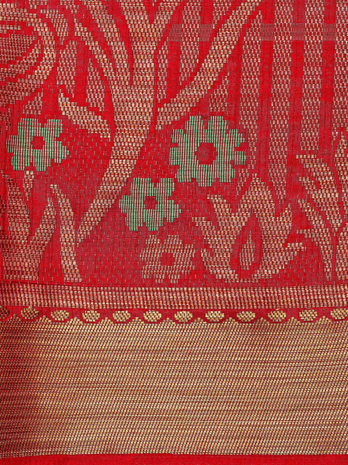 Mimosa Womens Art Silk Saree Kanjivaram style Strawberry Color