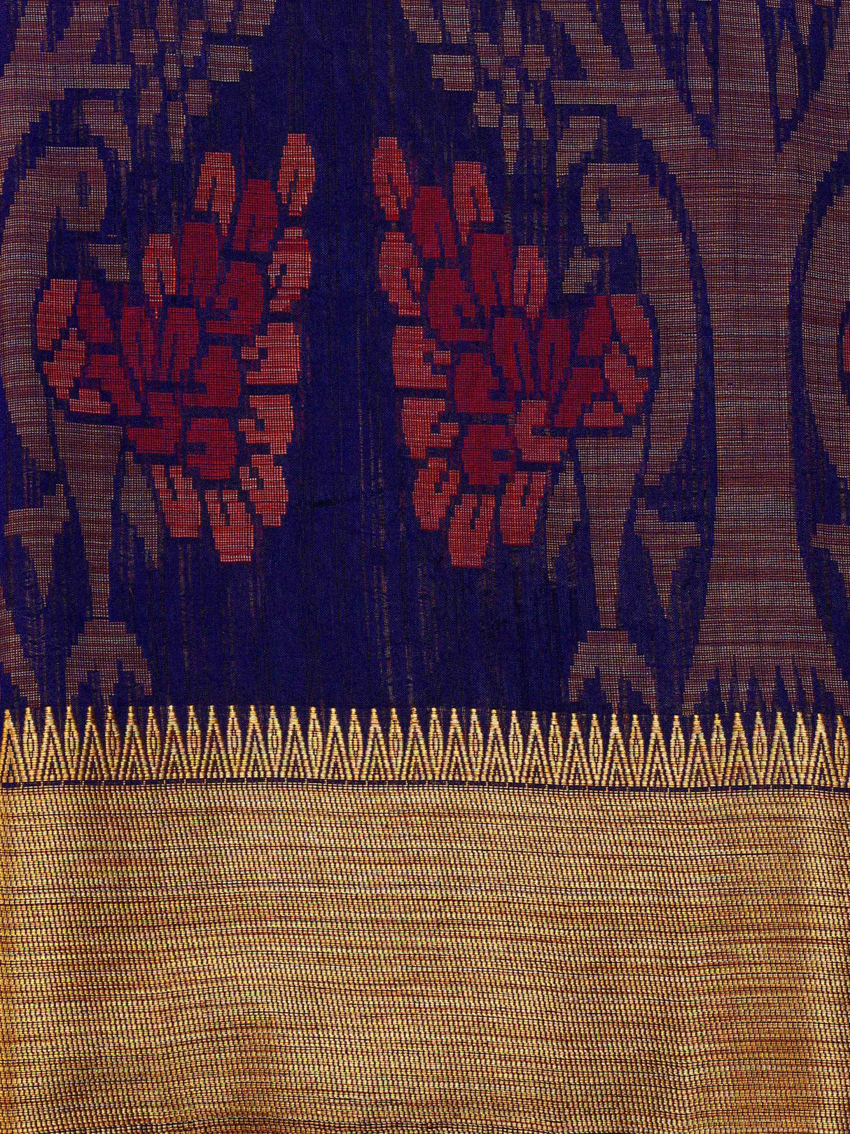 Mimosa Womens Art Silk Saree Kanjivaram style Navy Blue Color