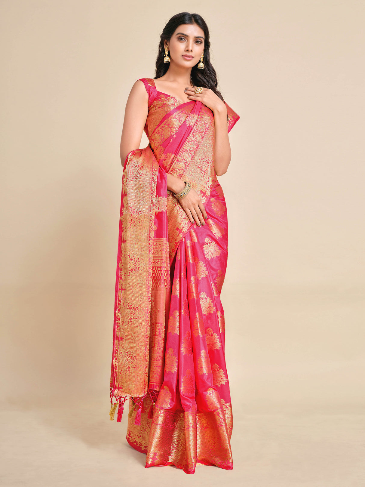 Mimosa Womens Art Silk Saree Kanjivaram Gajjari Color