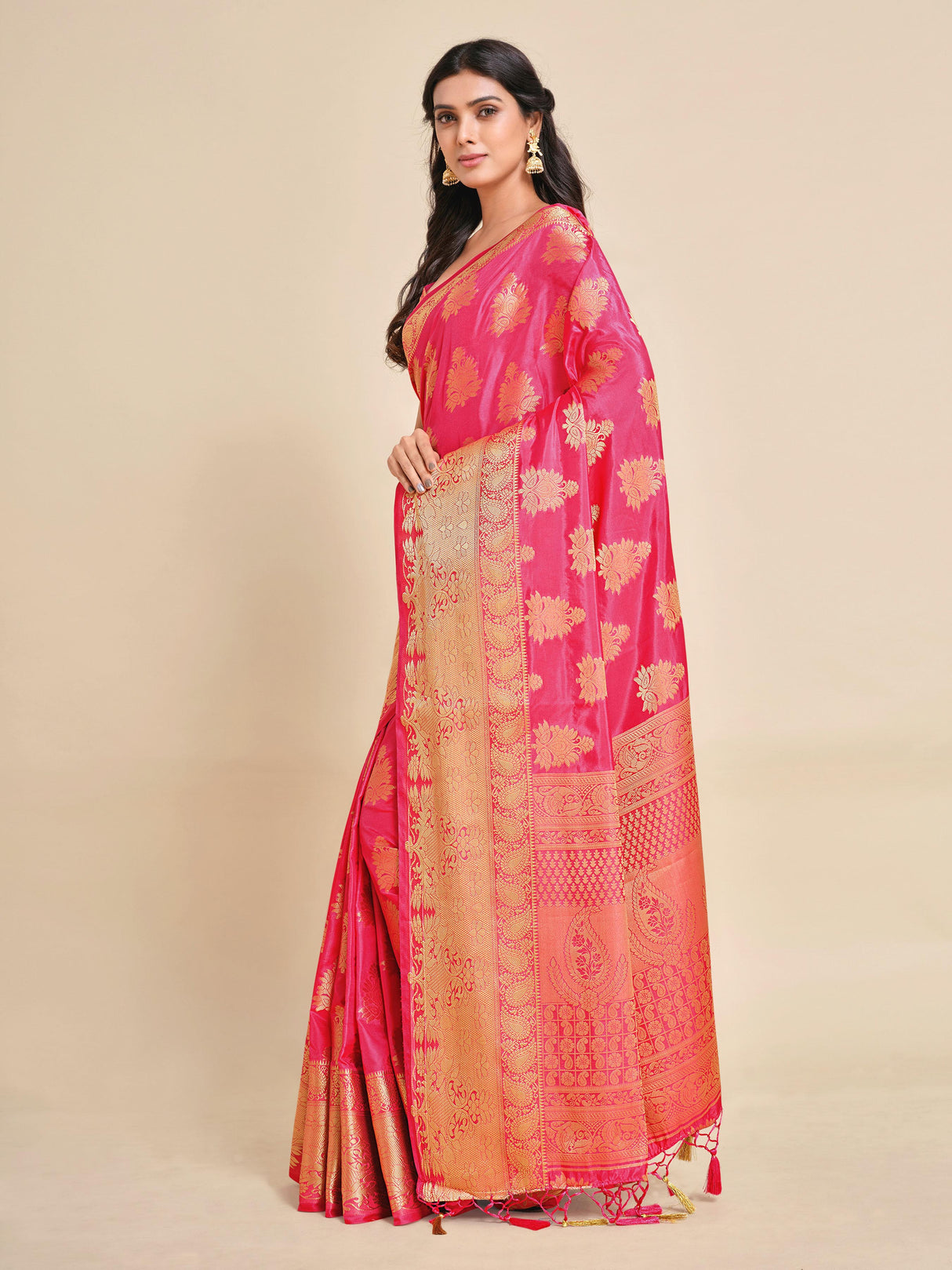 Mimosa Womens Art Silk Saree Kanjivaram Gajjari Color