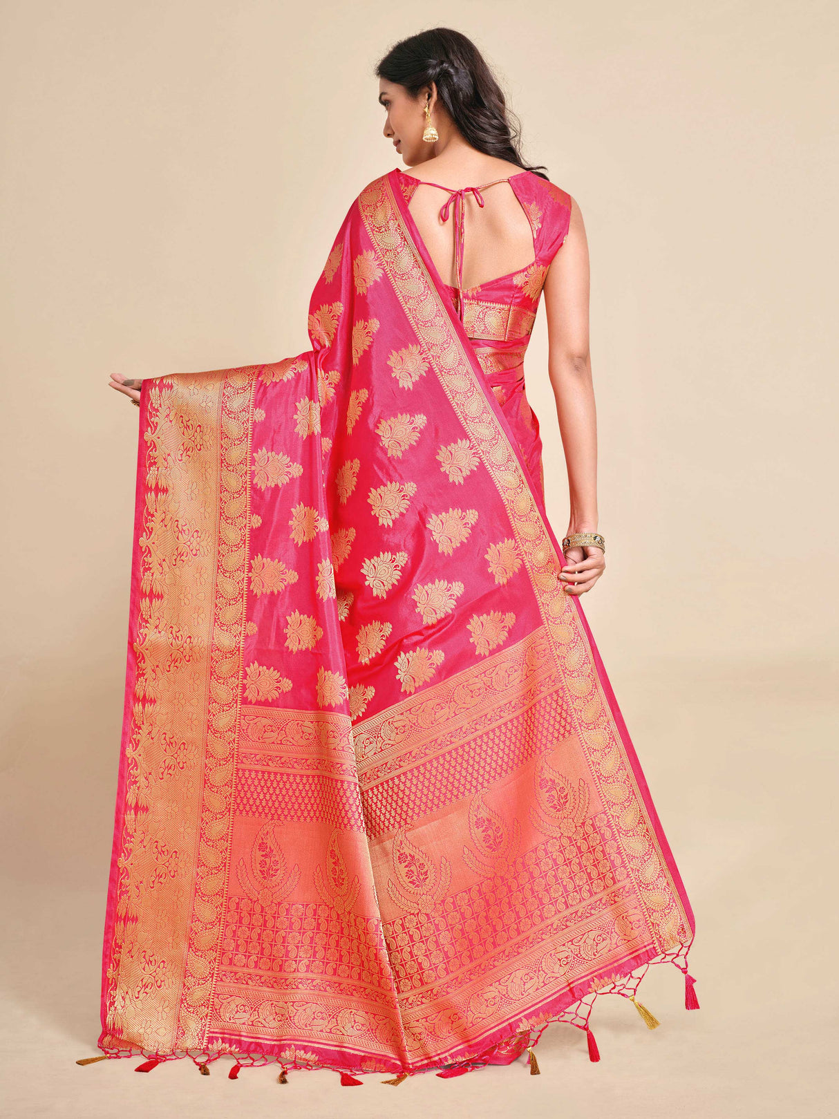 Mimosa Womens Art Silk Saree Kanjivaram Gajjari Color