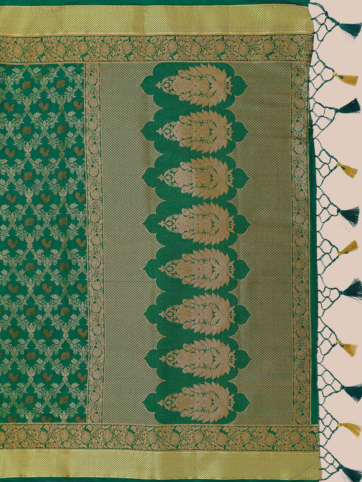 Mimosa Womens Art Silk Saree Kanjivaram BGreen Color