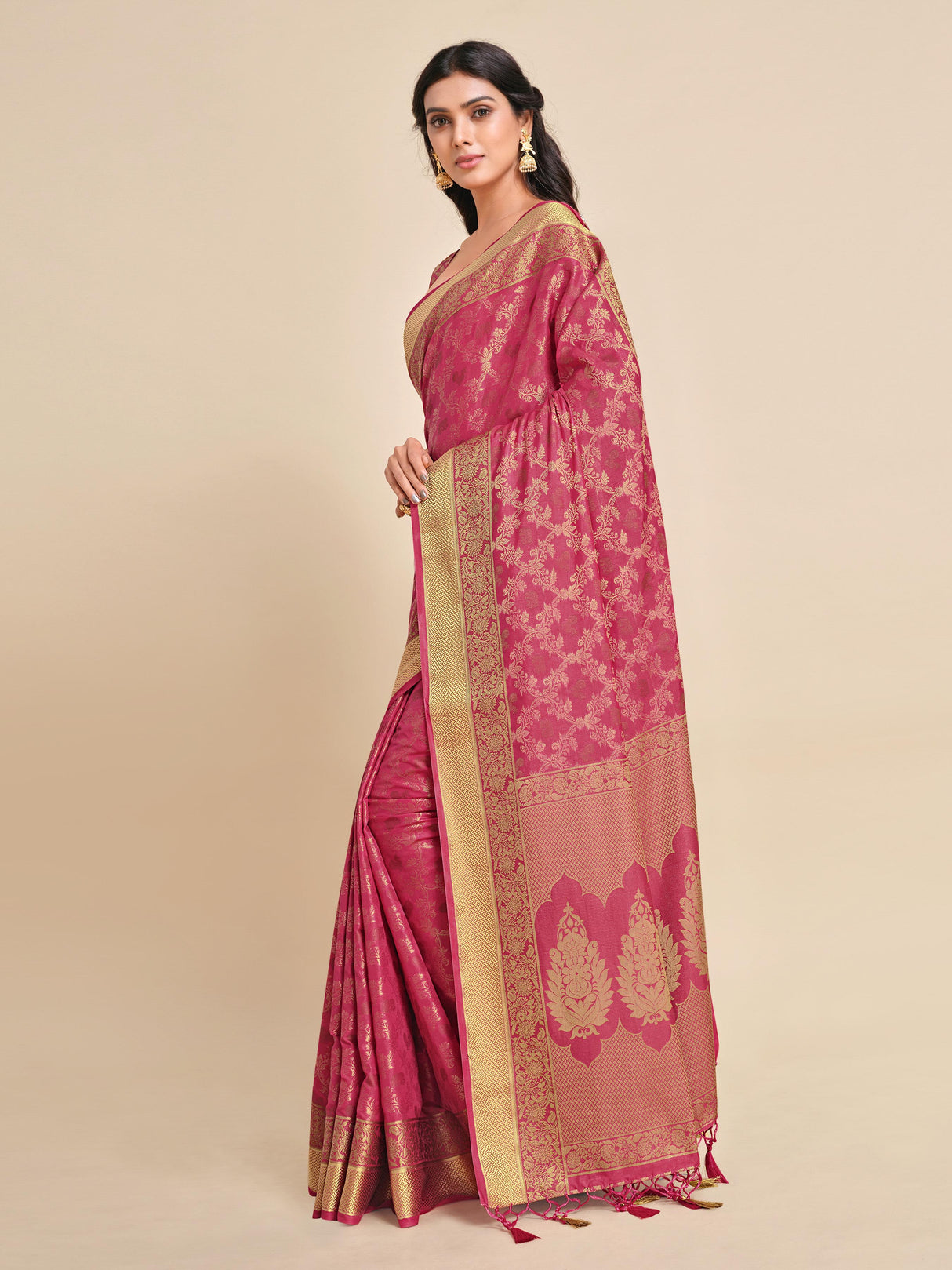 Mimosa Womens Art Silk Saree Kanjivaram Gajjari Color