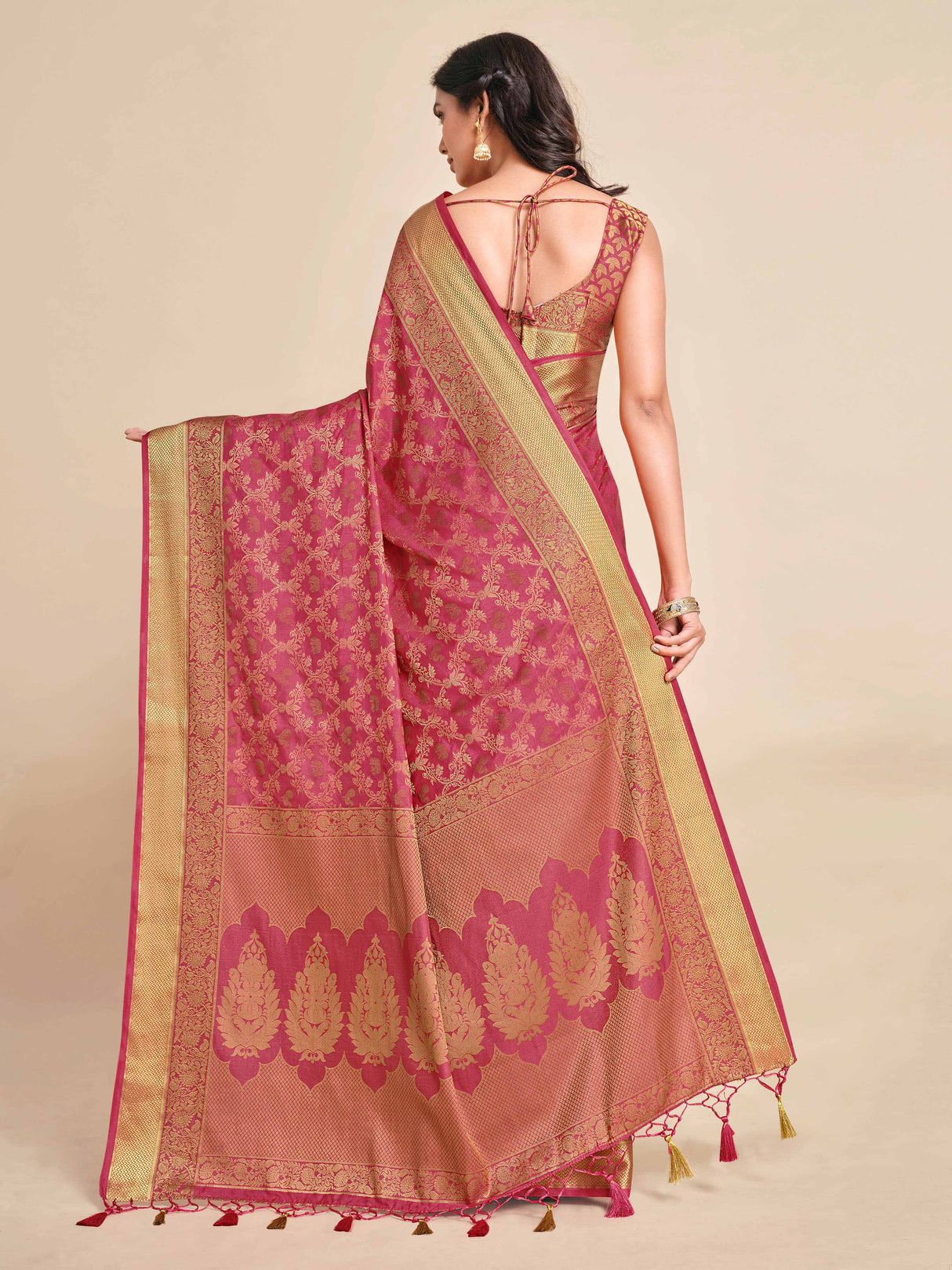 Mimosa Womens Art Silk Saree Kanjivaram Gajjari Color