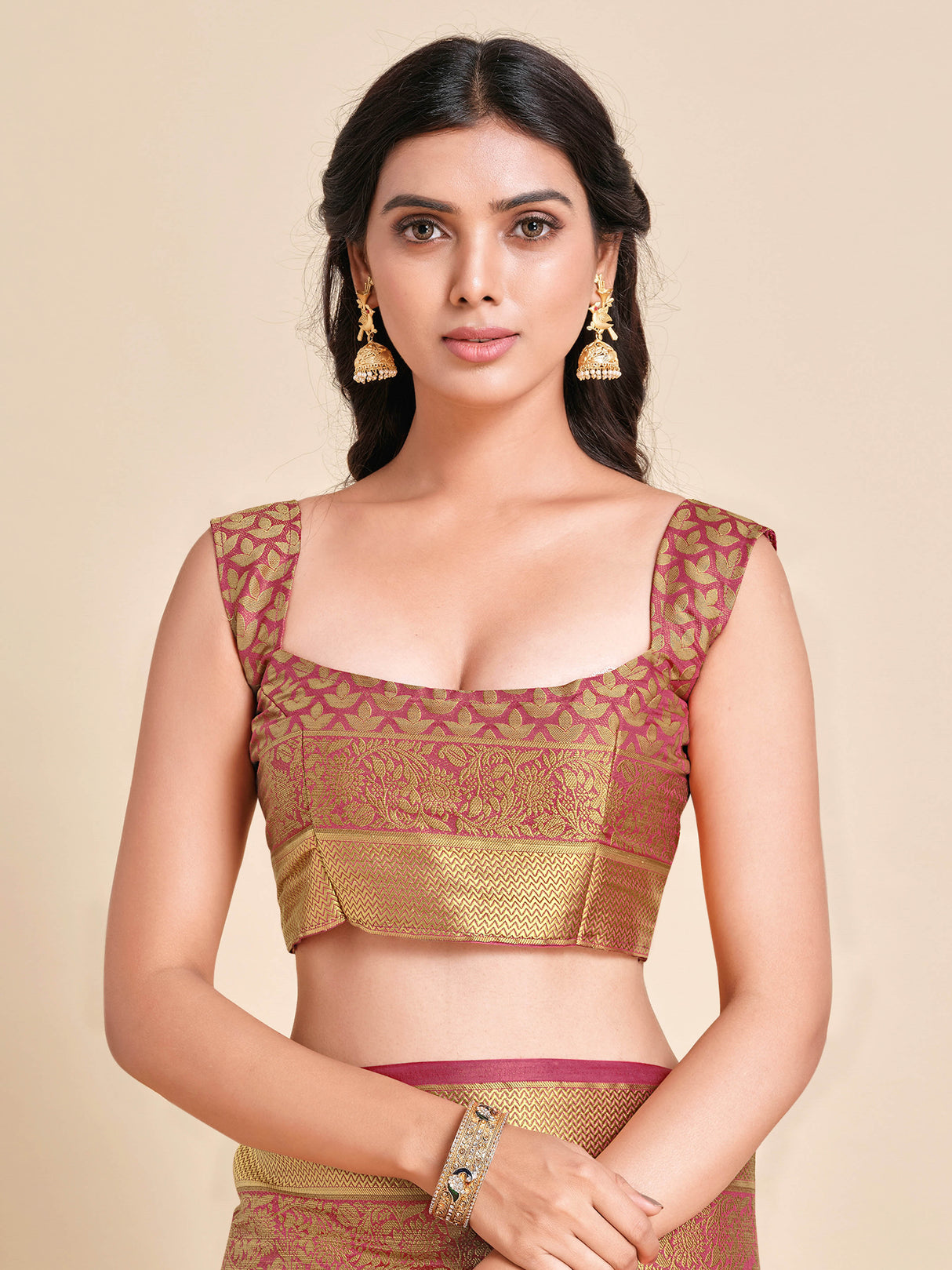 Mimosa Womens Art Silk Saree Kanjivaram Gajjari Color