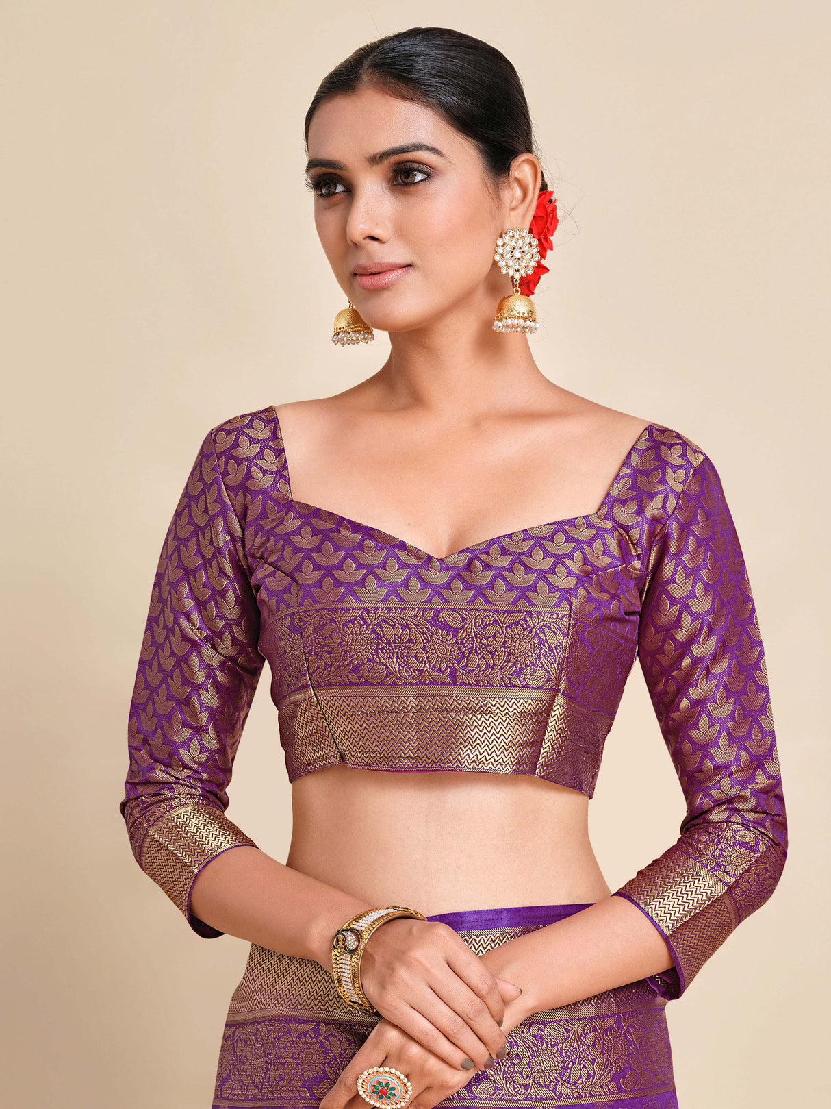 Mimosa Womens Art Silk Saree Kanjivaram Purple Color