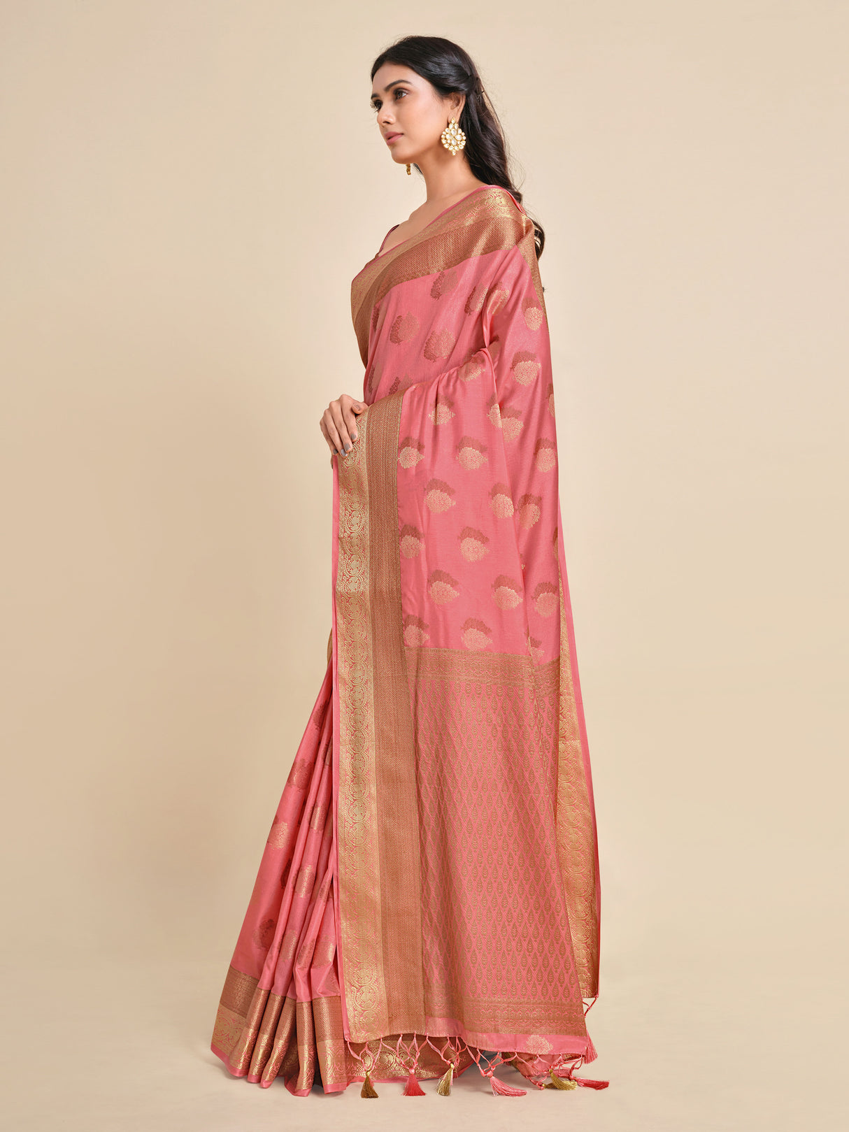 Mimosa Womens Art Silk Saree Kanjivaram Gajjari Color