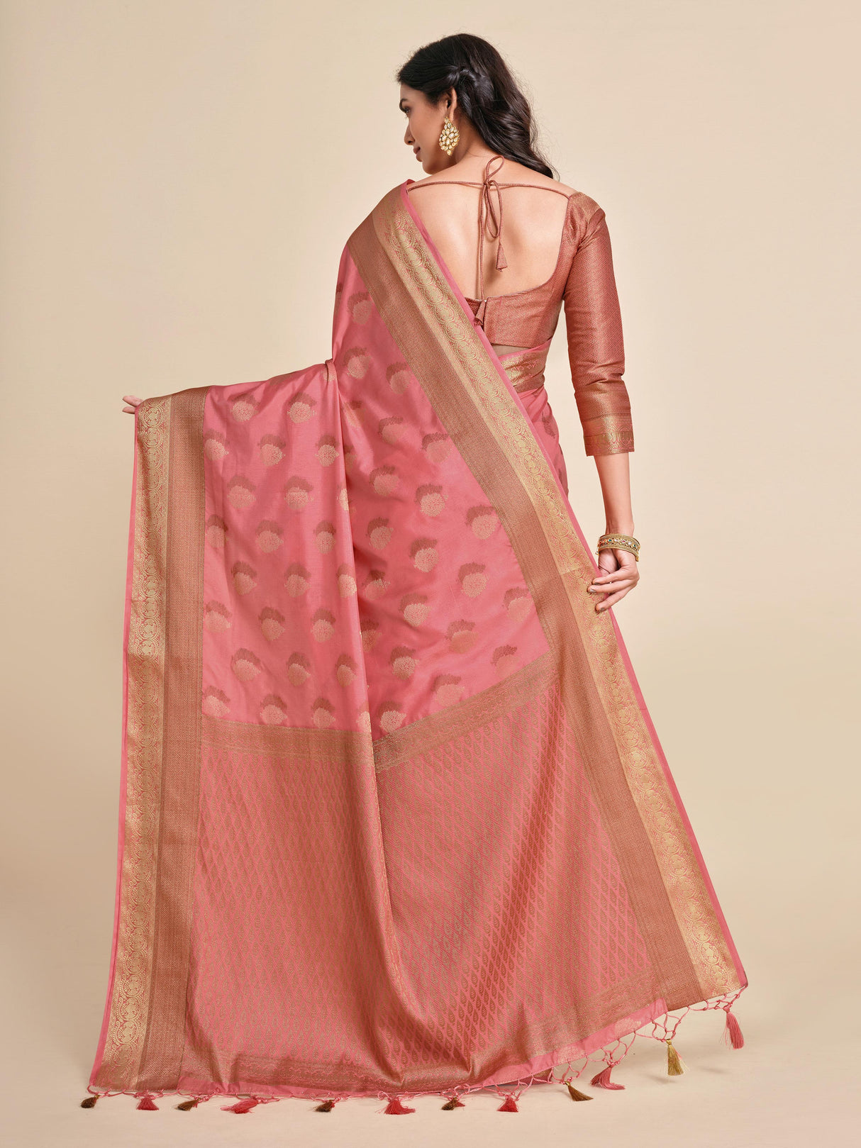 Mimosa Womens Art Silk Saree Kanjivaram Gajjari Color