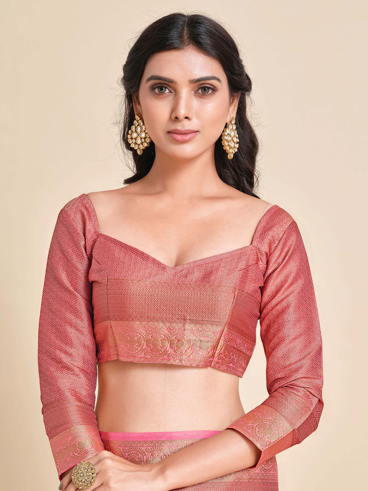 Mimosa Womens Art Silk Saree Kanjivaram Gajjari Color